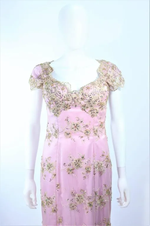 BARACCI HAUTE COUTURE Pink Lace Corset Gown Size 6-8