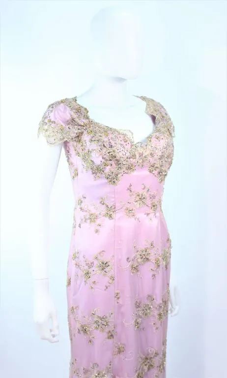 BARACCI HAUTE COUTURE Pink Lace Corset Gown Size 6-8