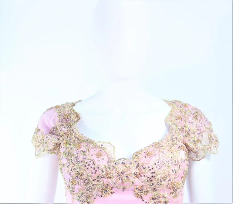 BARACCI HAUTE COUTURE Pink Lace Corset Gown Size 6-8