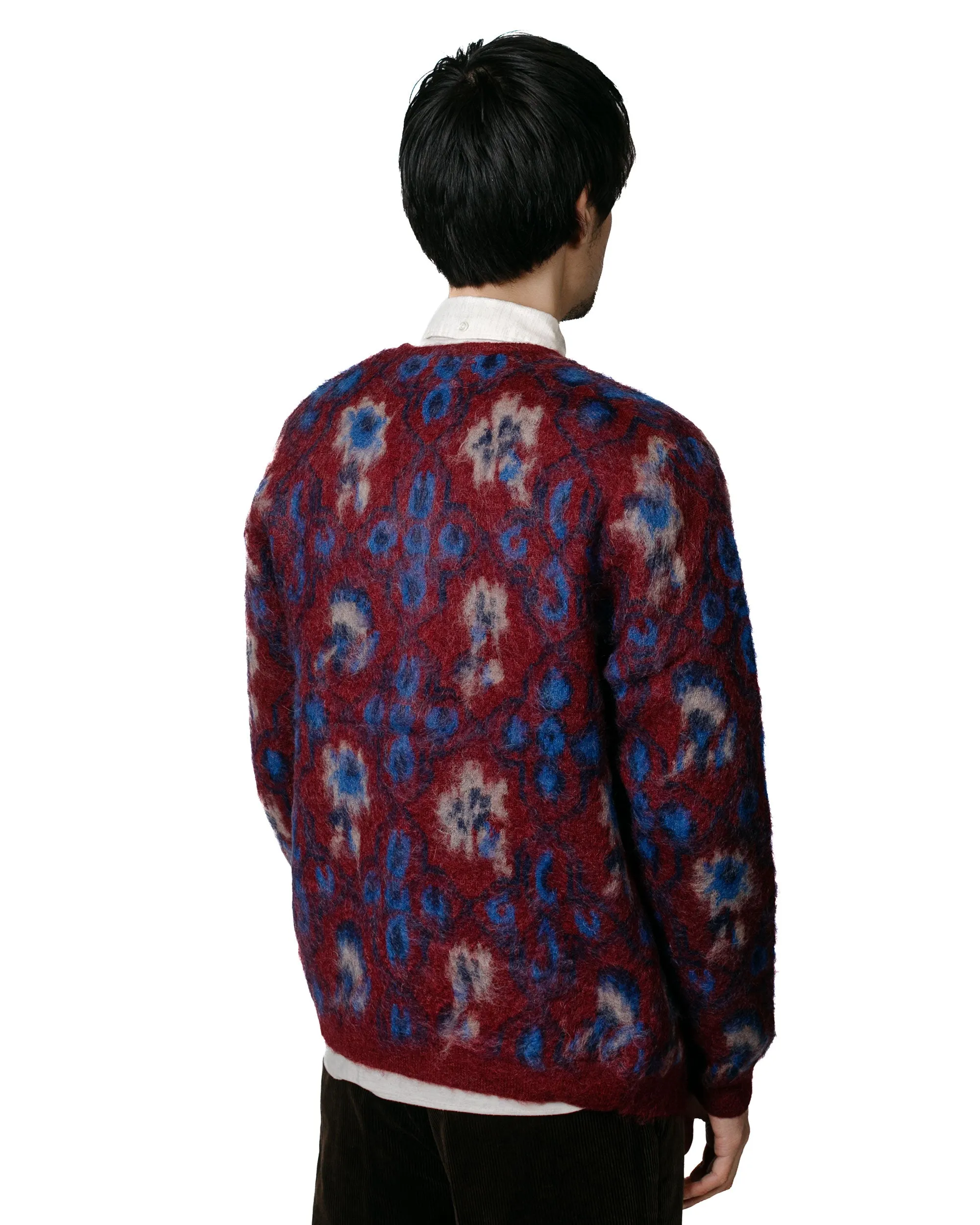 Beams Plus Cardigan Botanical Burgundy