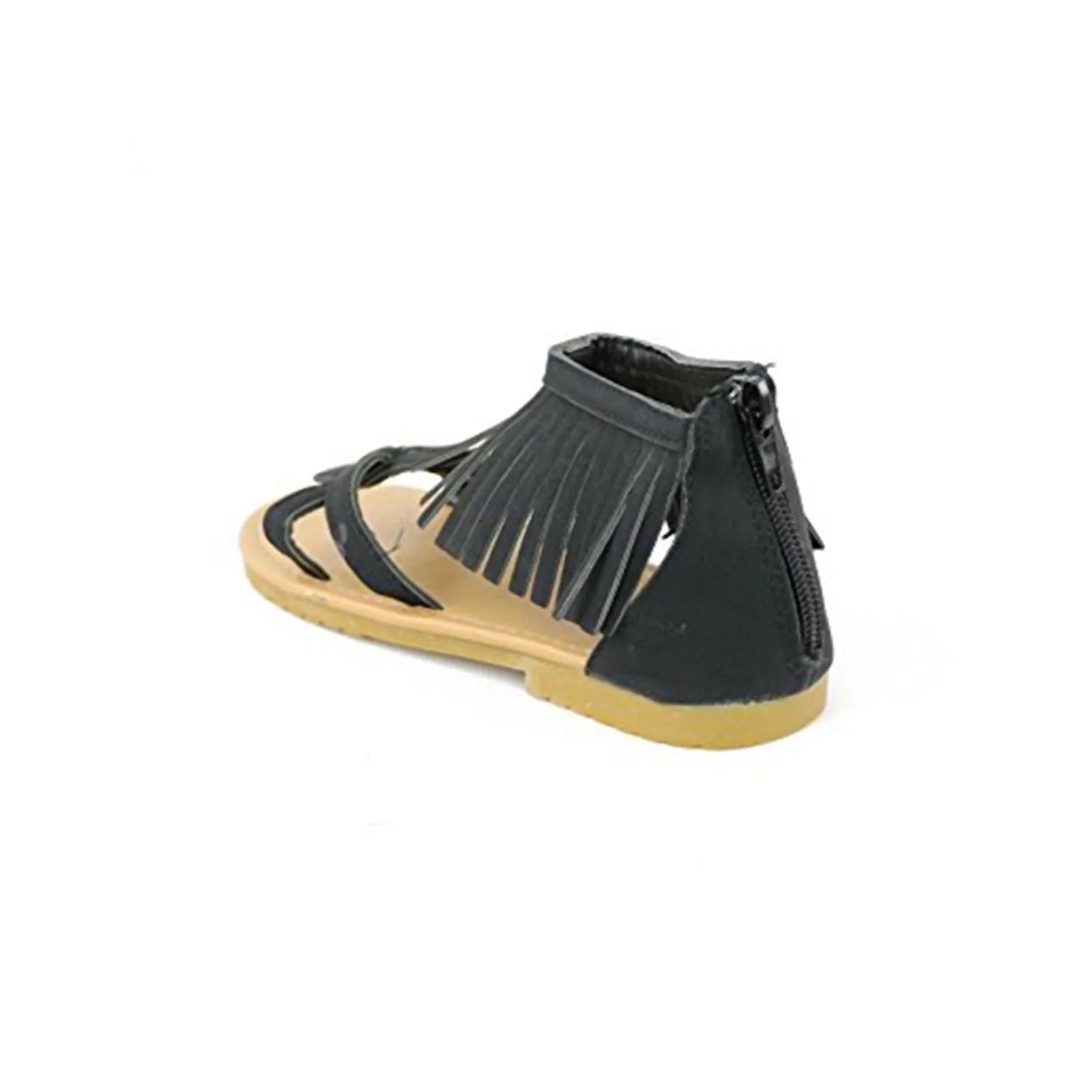 bebe Sara Z Toddler Girls Nubuck Fringe Sandals with Back Zipper