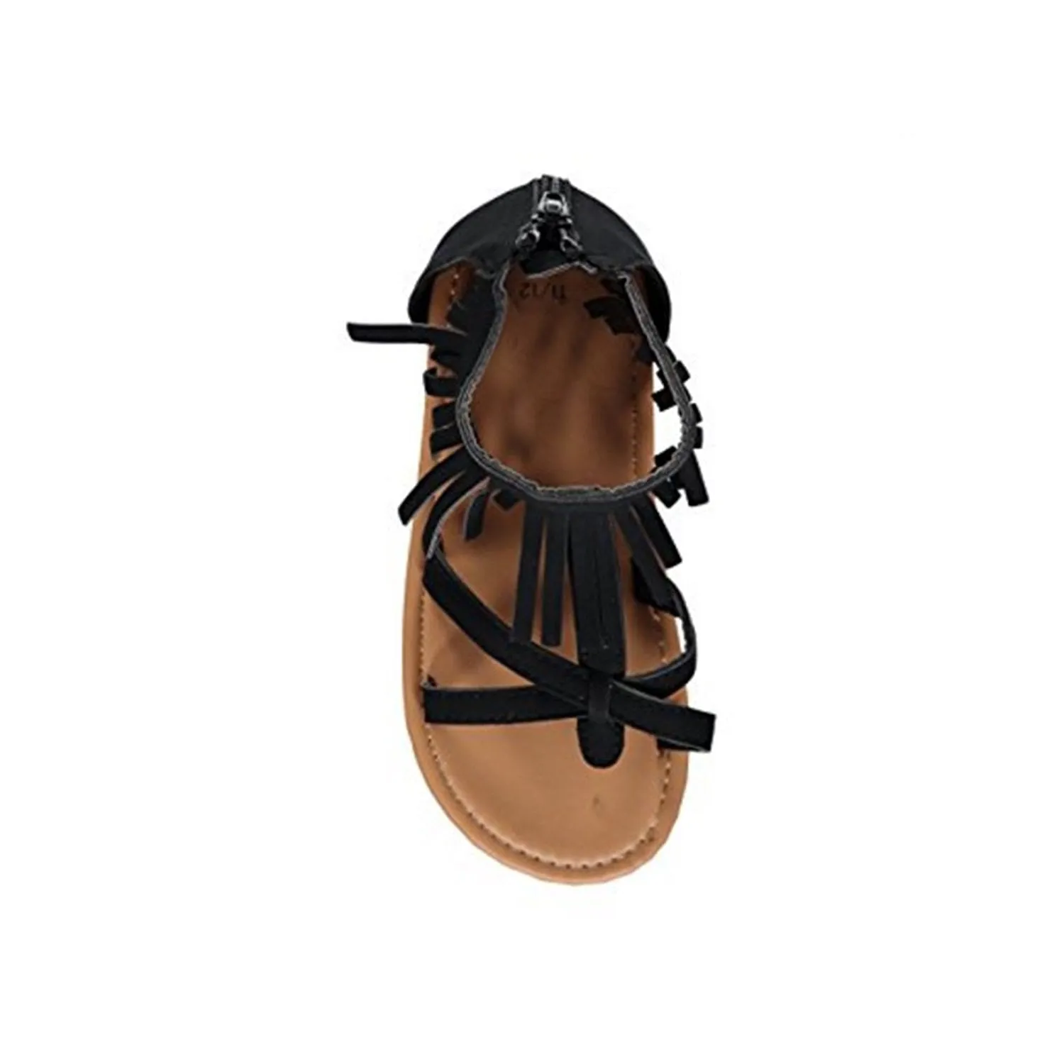 bebe Sara Z Toddler Girls Nubuck Fringe Sandals with Back Zipper