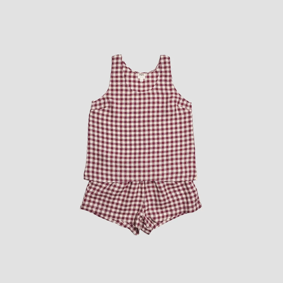 Berry Gingham Linen Cami Set