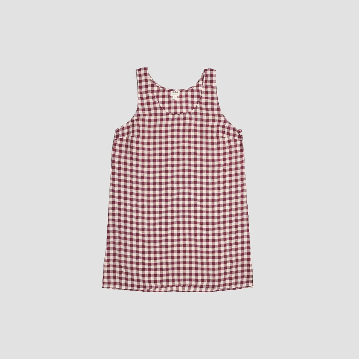 Berry Gingham Linen Night Dress