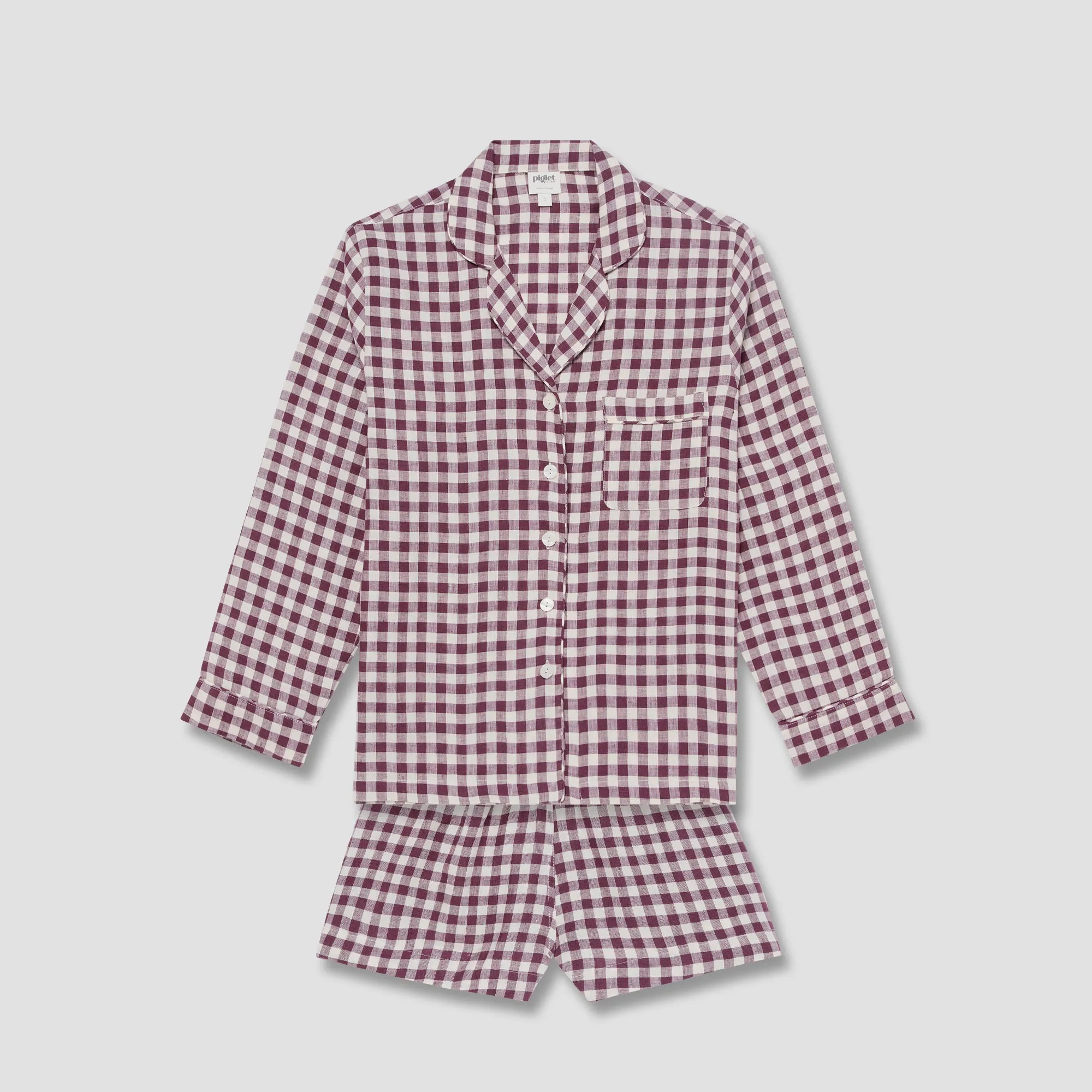 Berry Gingham Pyjama Shorts Set