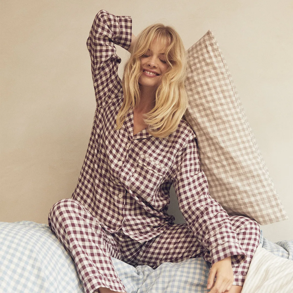 Berry Gingham Pyjama Trouser Set