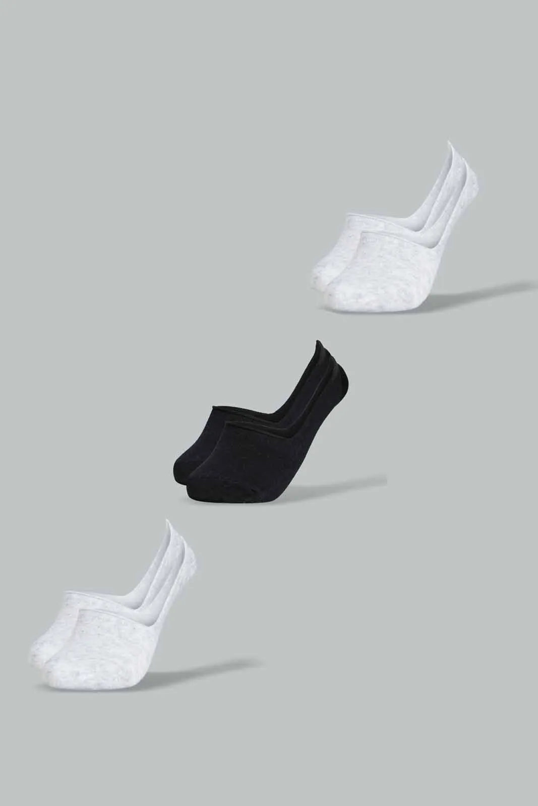 Black And Grey Invisible Socks For Women (Pack Of 3)