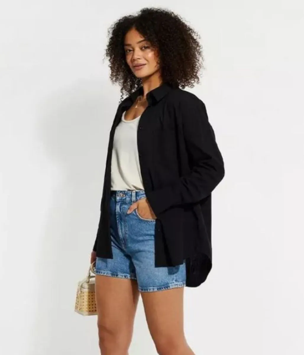 Black Linen Look Shirt