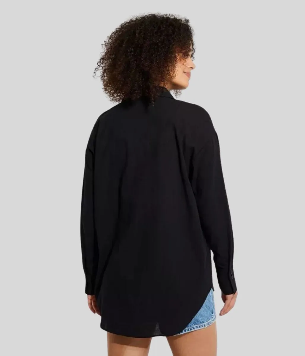 Black Linen Look Shirt