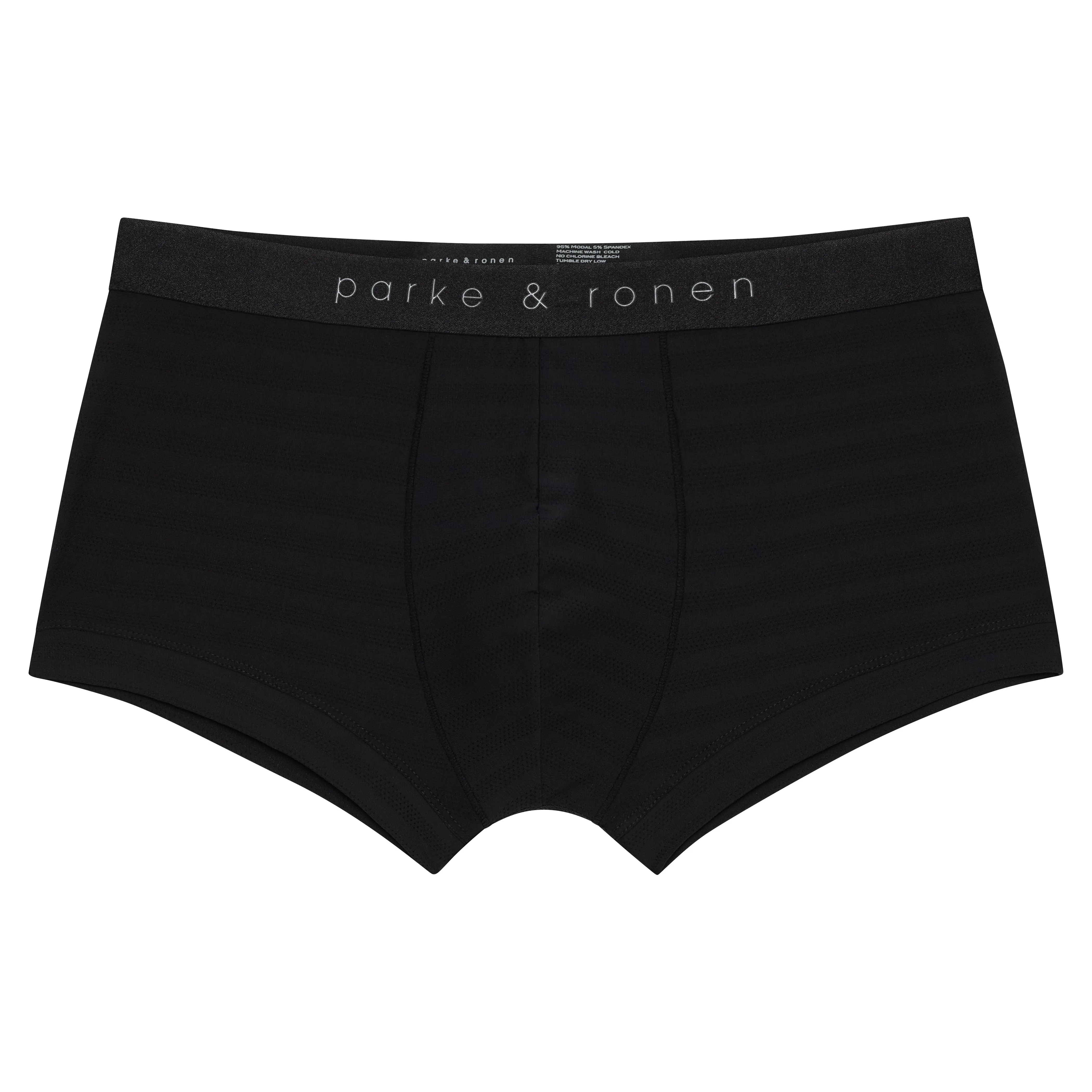 Black Nylon Pointelle Low Rise Trunk