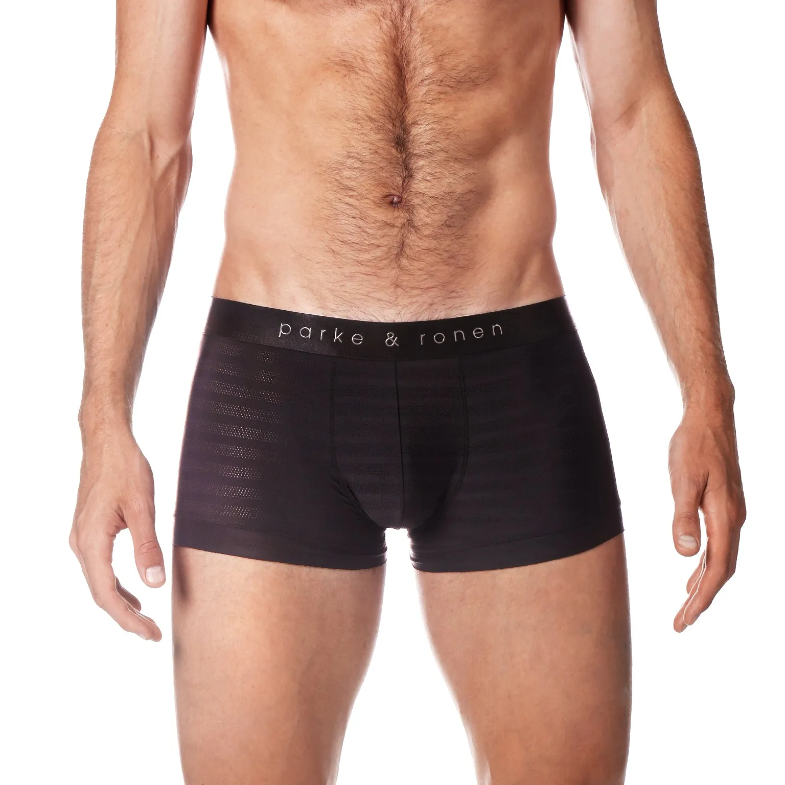 Black Nylon Pointelle Low Rise Trunk