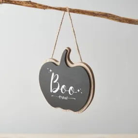 Black Pumpkin Boo Crew Hanging Sign