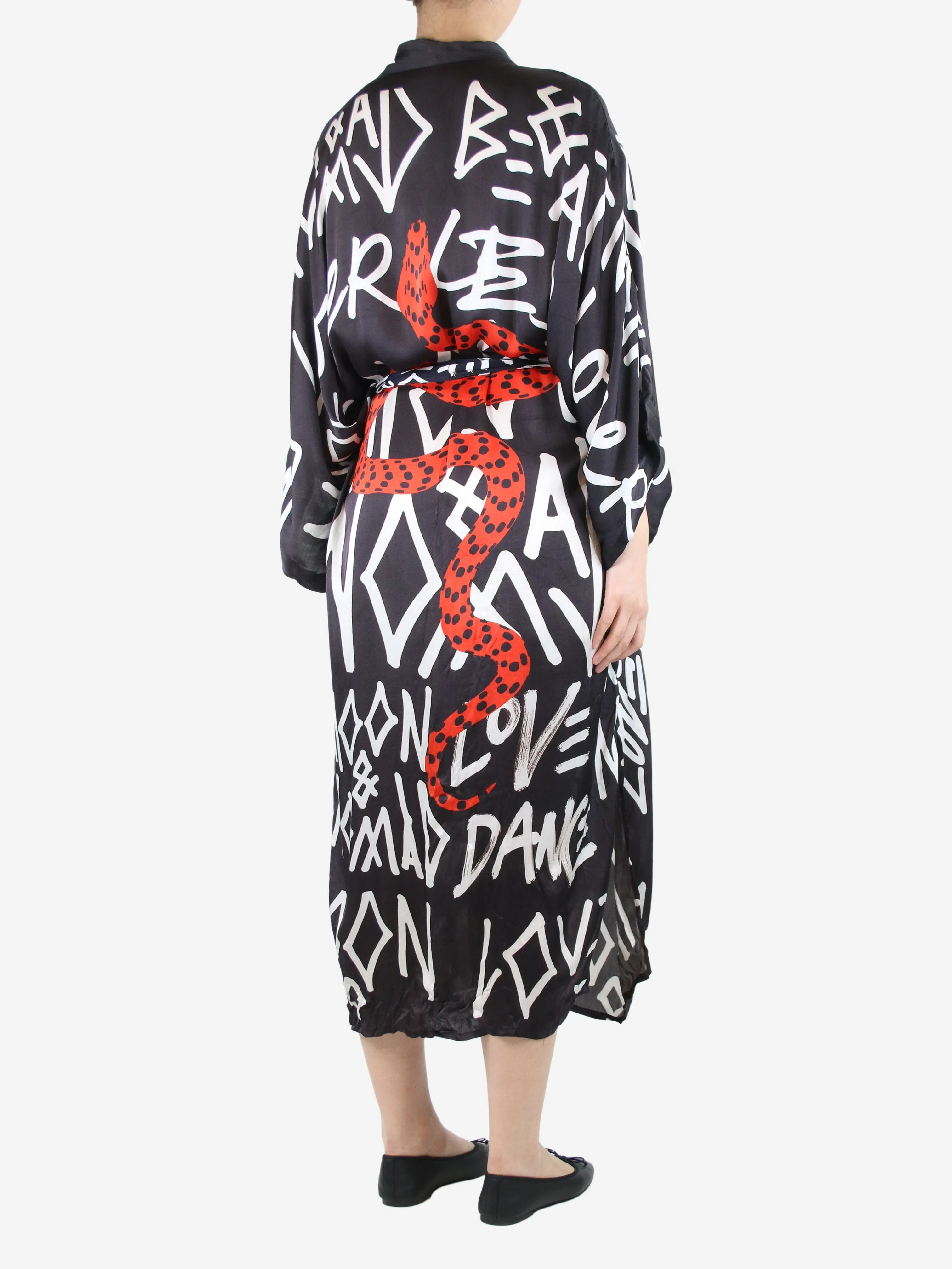 Black snake printed robe - One size