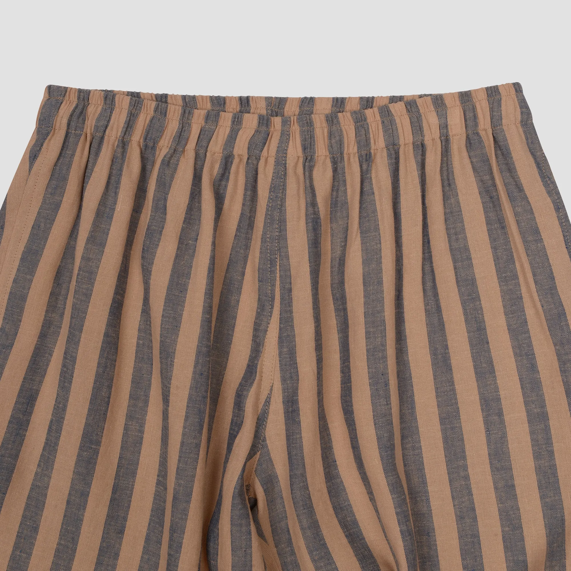 Blue & Porcini Striped Linen Men's PJ Shorts