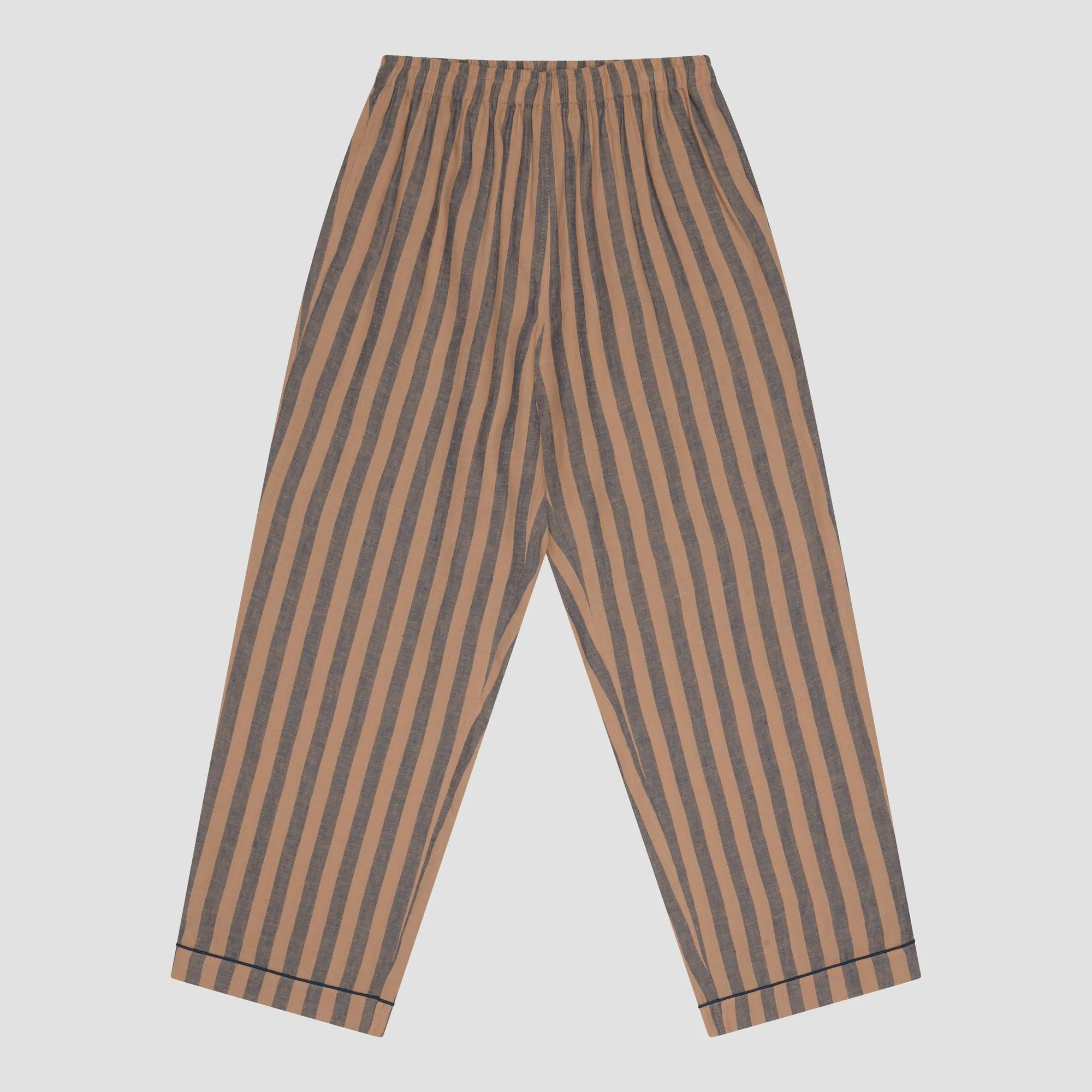 Blue & Porcini Striped Linen Men's PJ Trousers