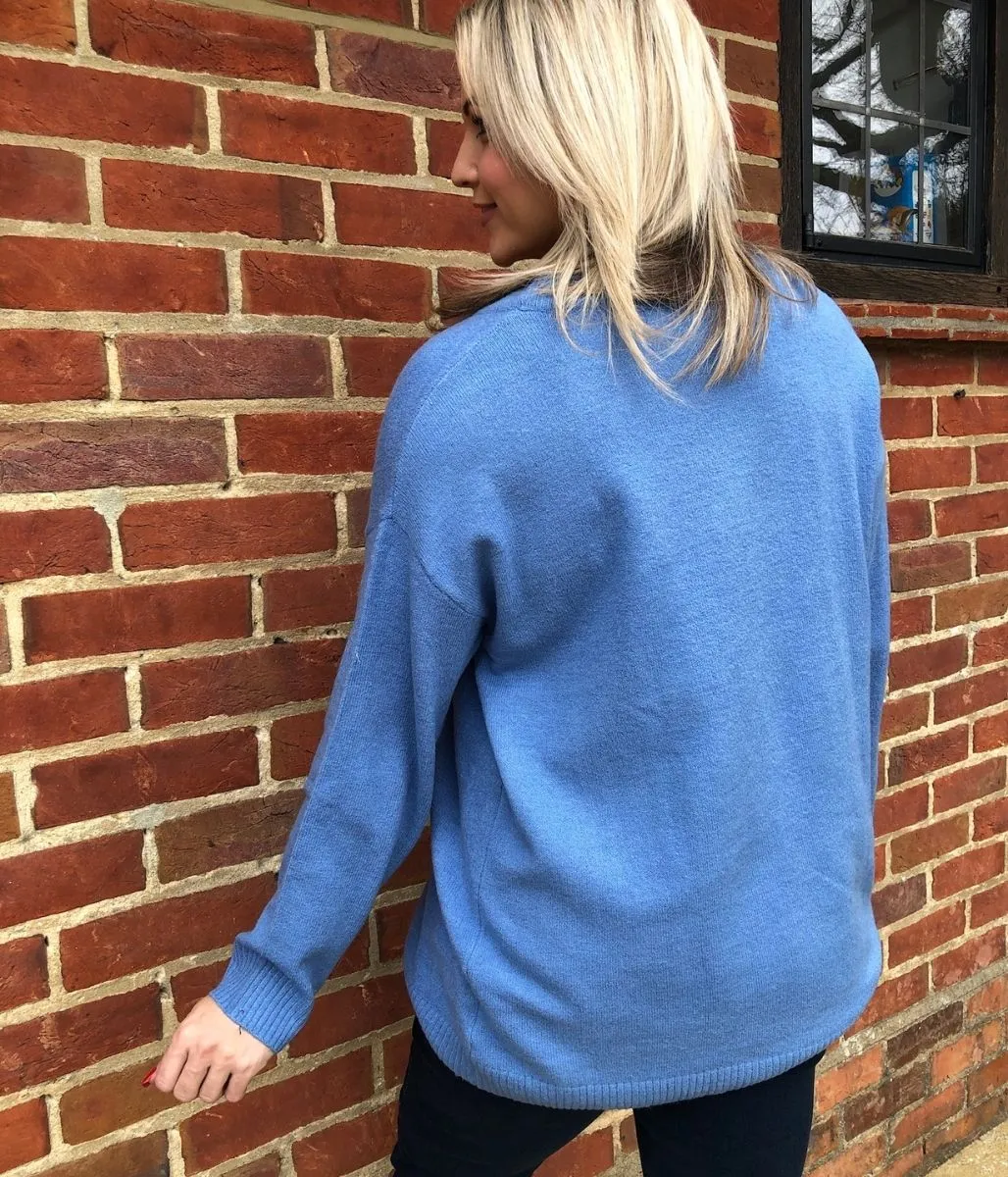 Blue Relaxed Style Jumper