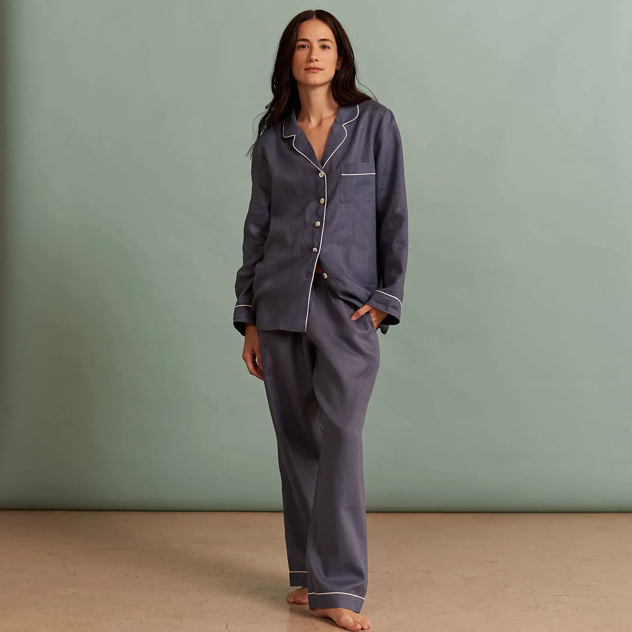 Blueberry Linen Pyjama Trousers