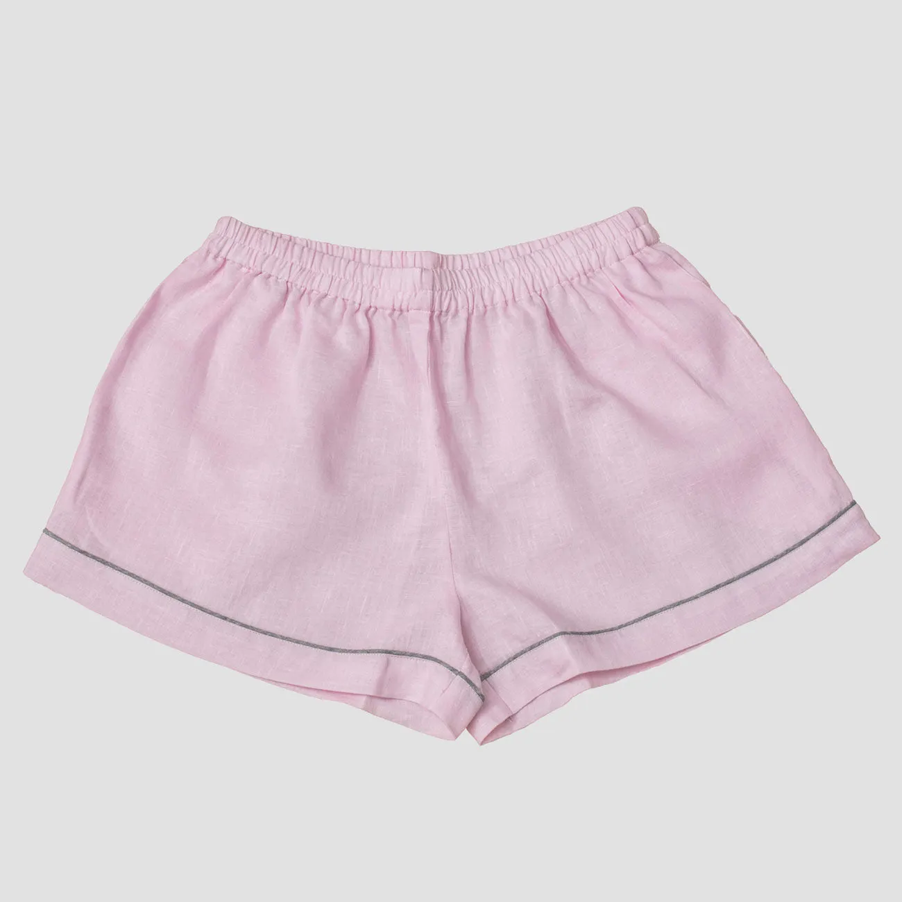 Blush Pink Linen Pyjama Shorts Set