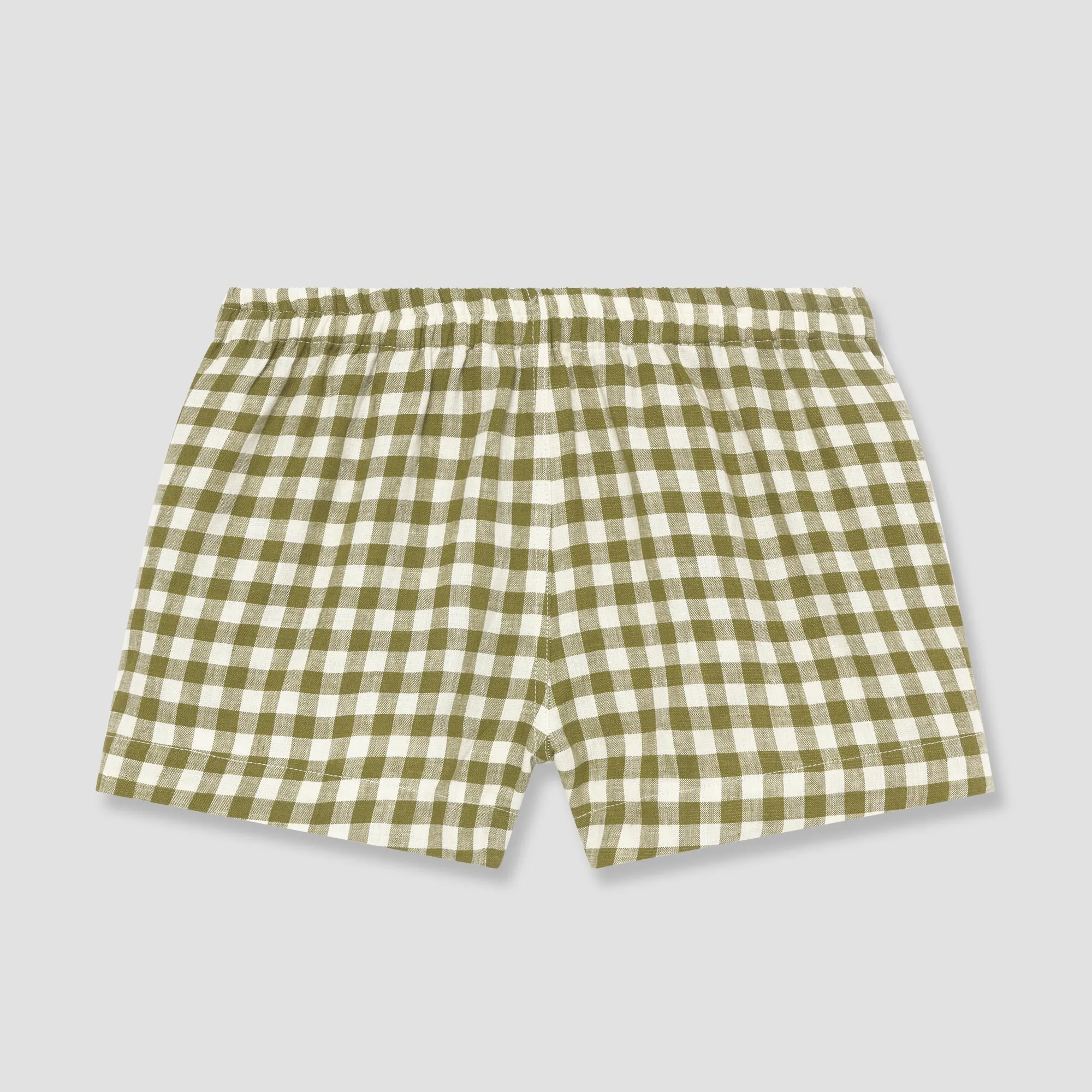 Botanical Green Gingham Linen Pyjama Shorts