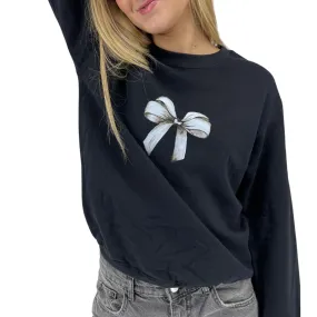 BOW (hvid) SWEATSHIRT - SORT