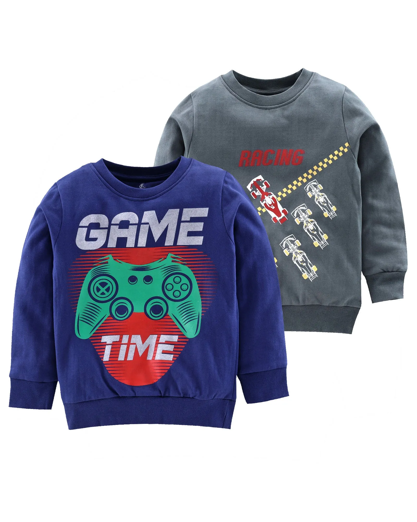 Boys Chest Print Round Neck Sweatshirt Pack of 2