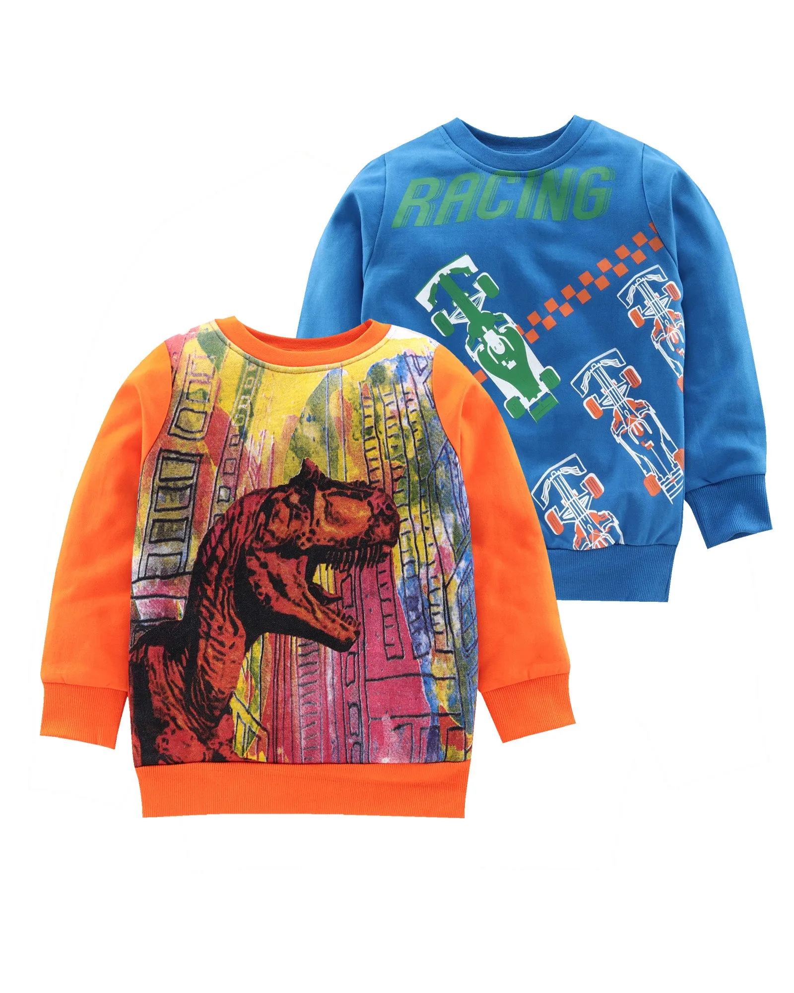 Boys Chest Print Round Neck Sweatshirt Pack of 2