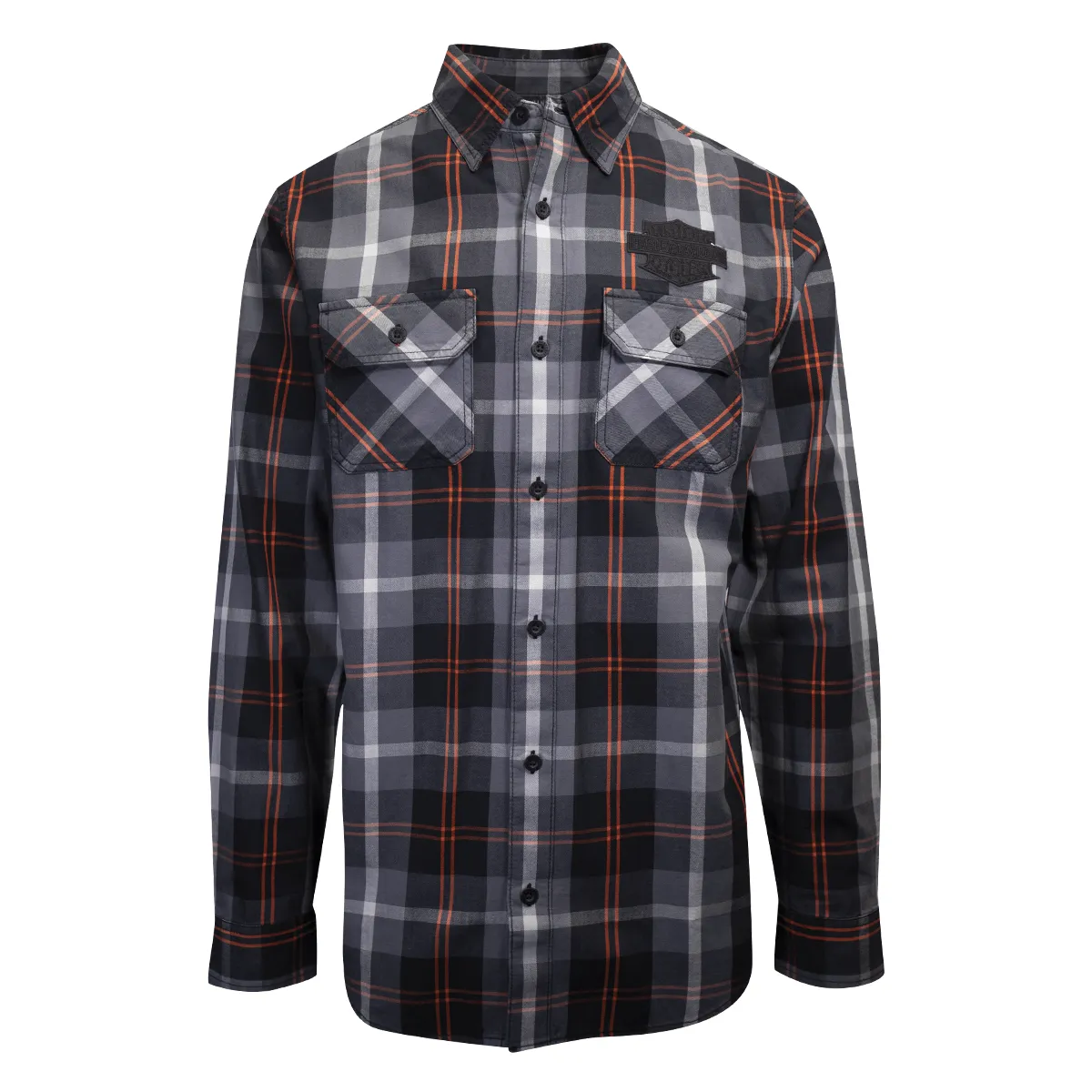 Branded  Men's Charcoal Red Plaid L/S Woven Shirt (S08)