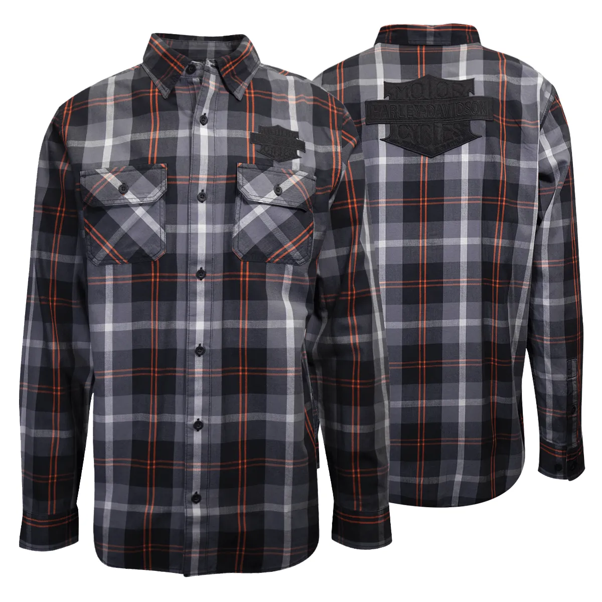 Branded  Men's Charcoal Red Plaid L/S Woven Shirt (S08)