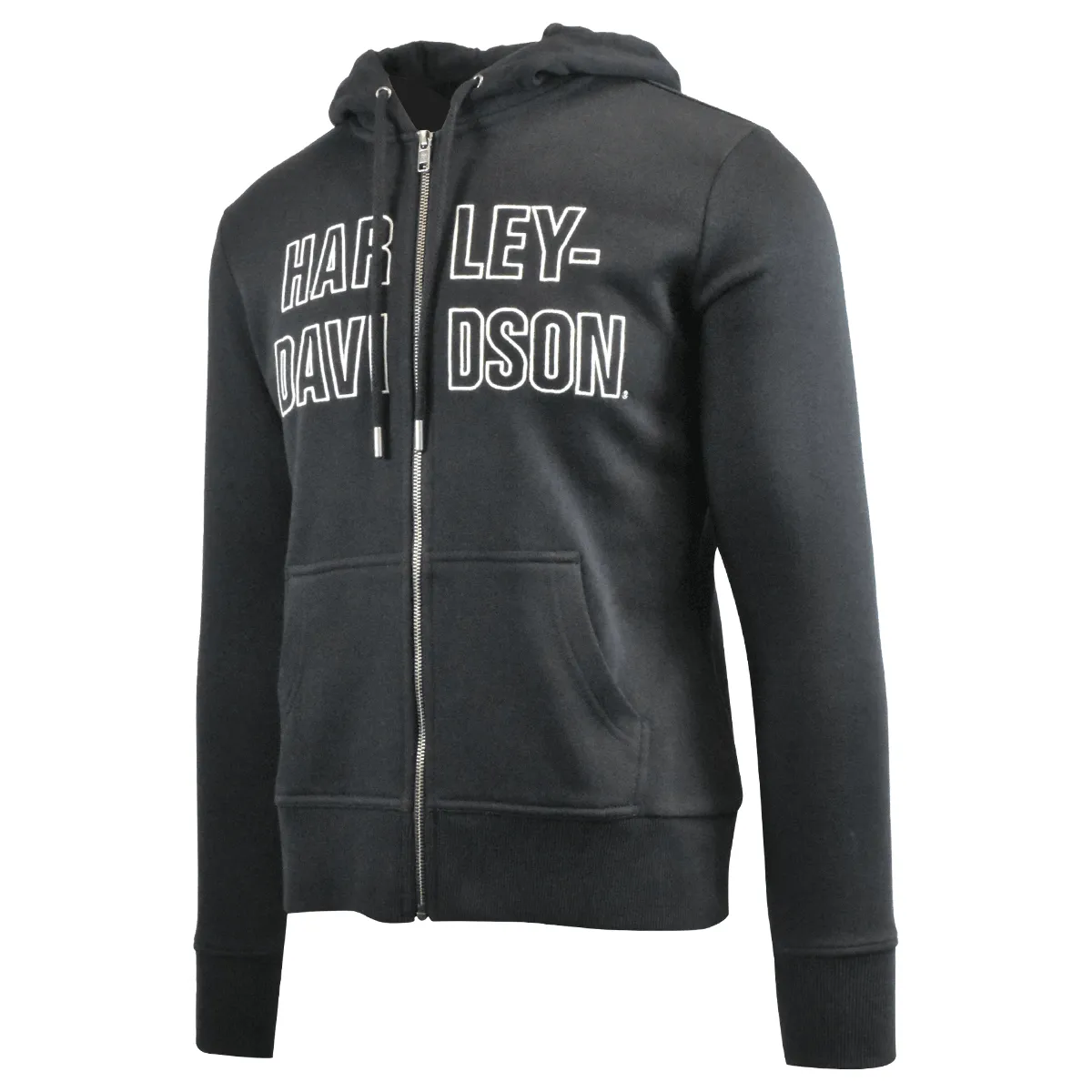 Branded  Women's Hoodie Black White Block Text Full Zip (S07)