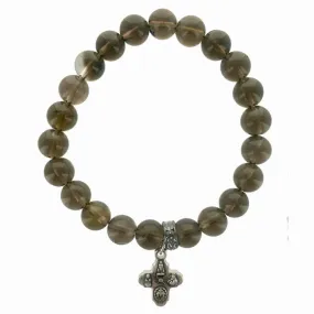 b.u. Smokey Quartz Cross Charm Protection Bracelet