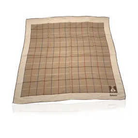 Burberry Vintage Beige Check Pattern Silk Scarf