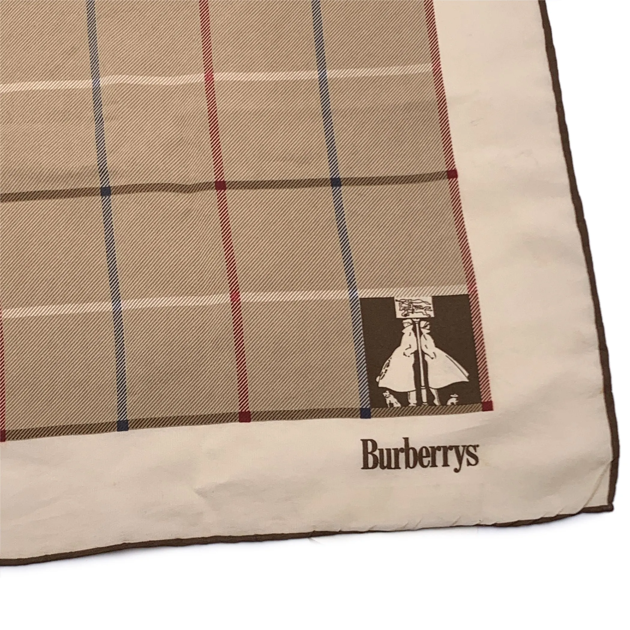 Burberry Vintage Beige Check Pattern Silk Scarf