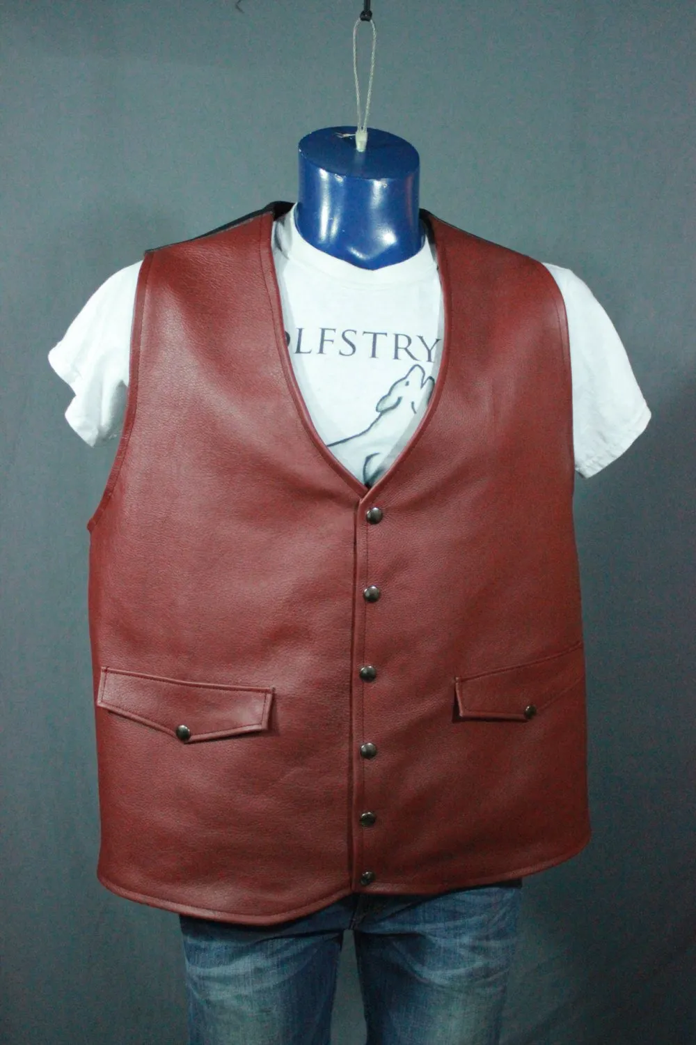 Burgundy Leather Western Style Vest