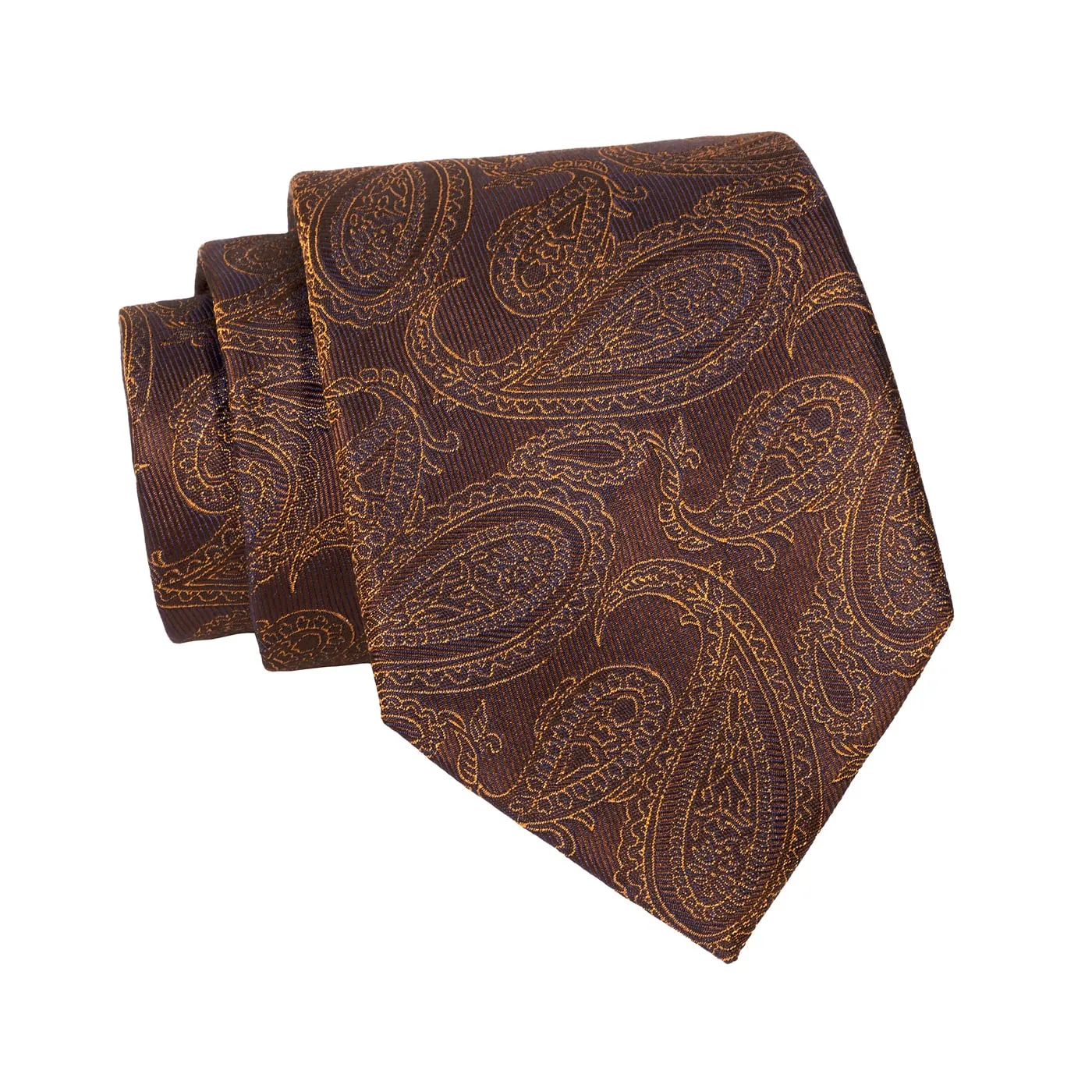 Caledonia Paisley Silk Tie, Brown / Gold