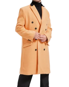 Camel Double Breasted Wool Cashmere Overcoat