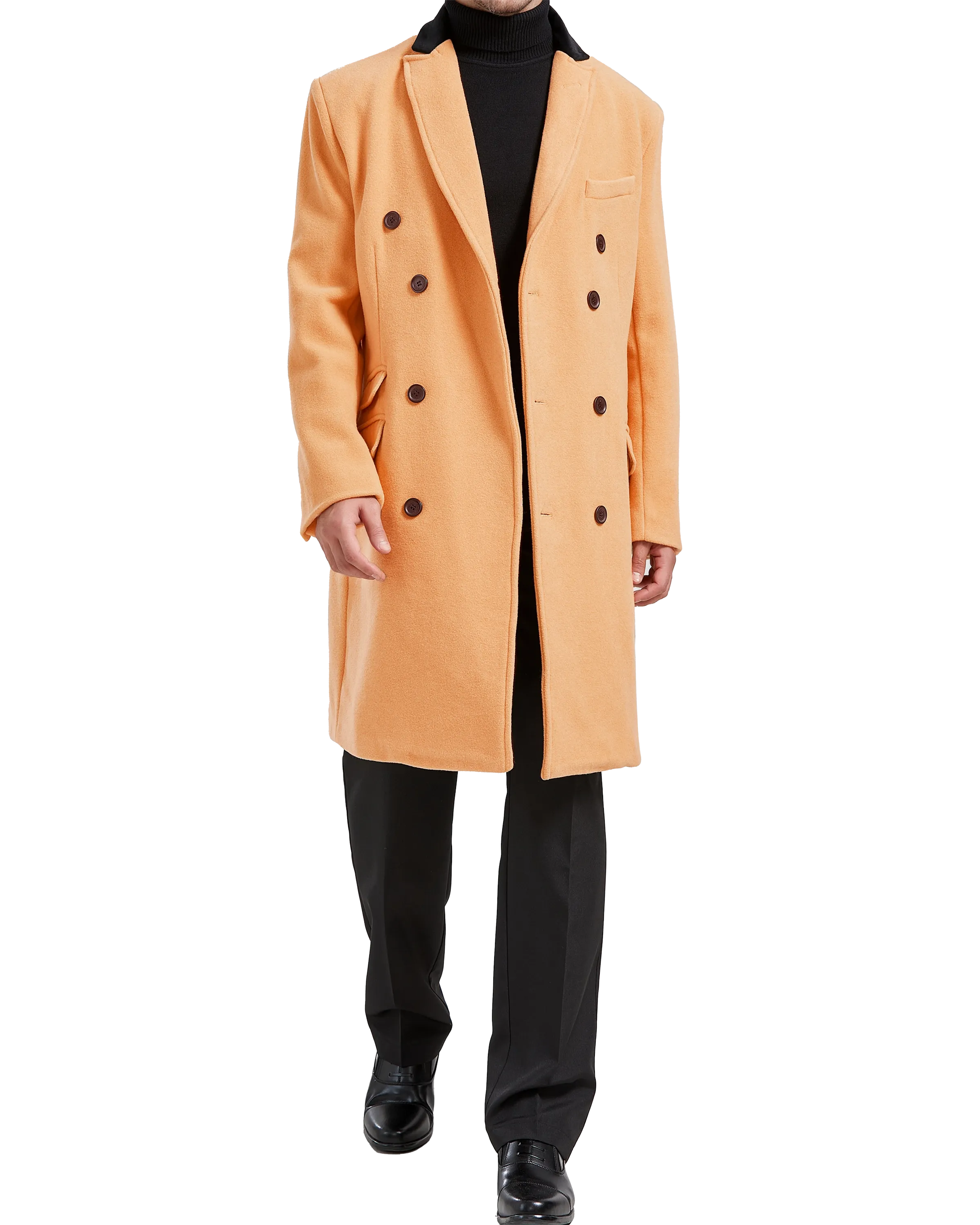 Camel Double Breasted Wool Cashmere Overcoat