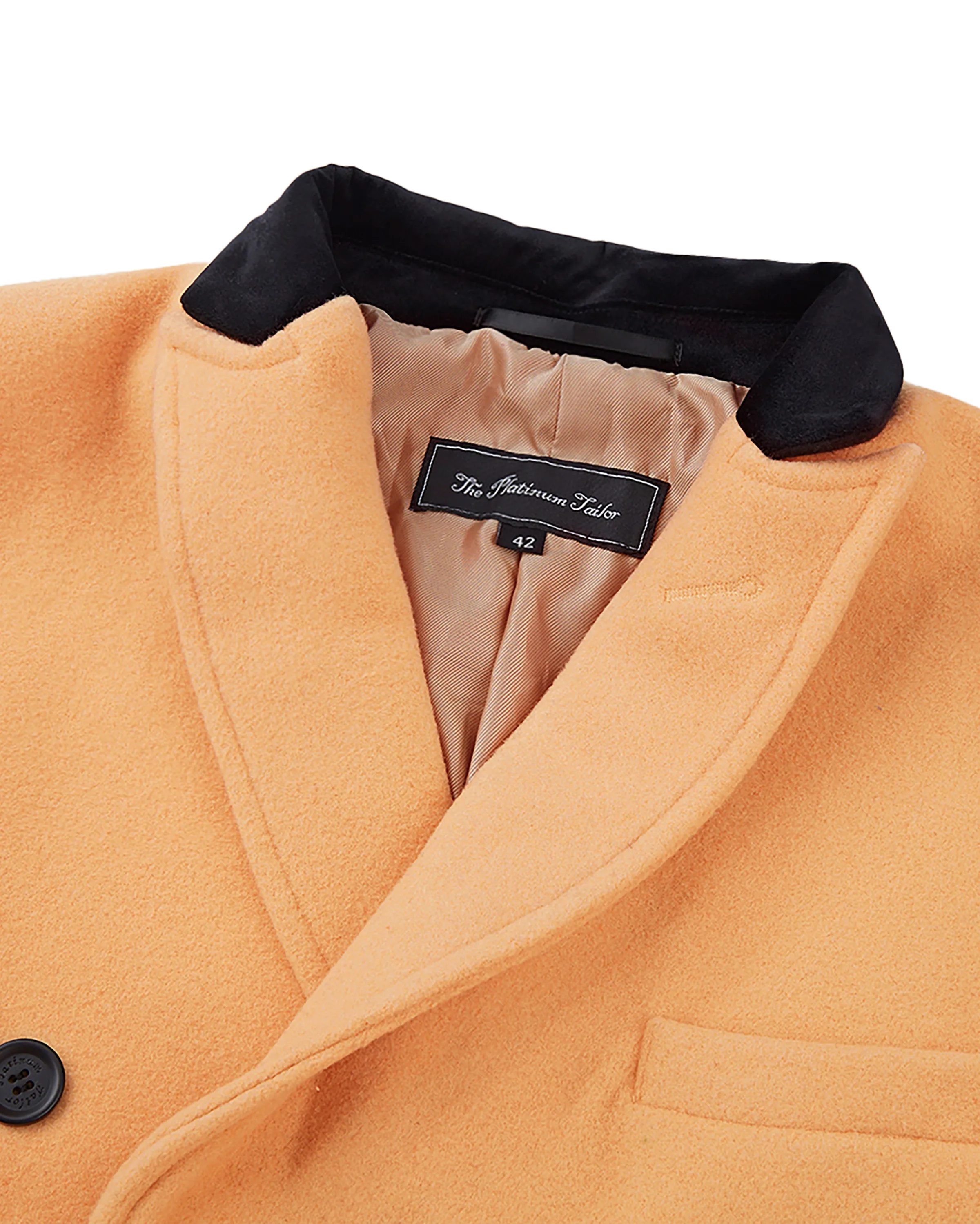 Camel Double Breasted Wool Cashmere Overcoat