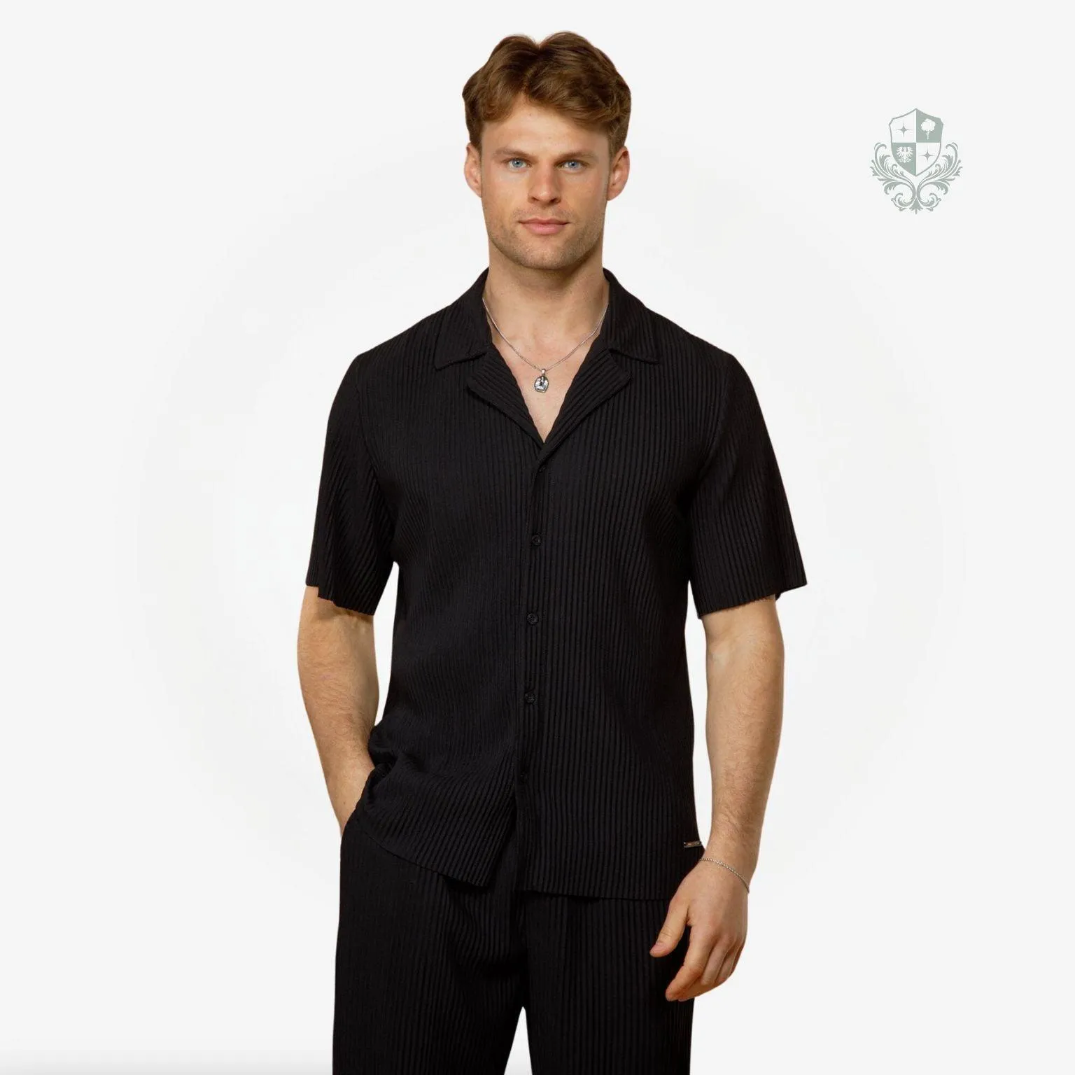 Camisa Resort S/S Plissada Preta