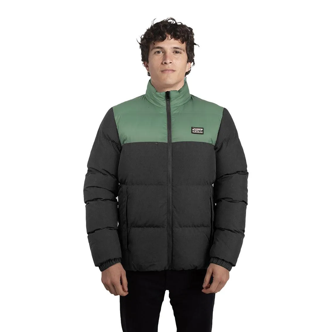 Campera Quiksilver Wolf Shoulders Gris Oscuro Verde