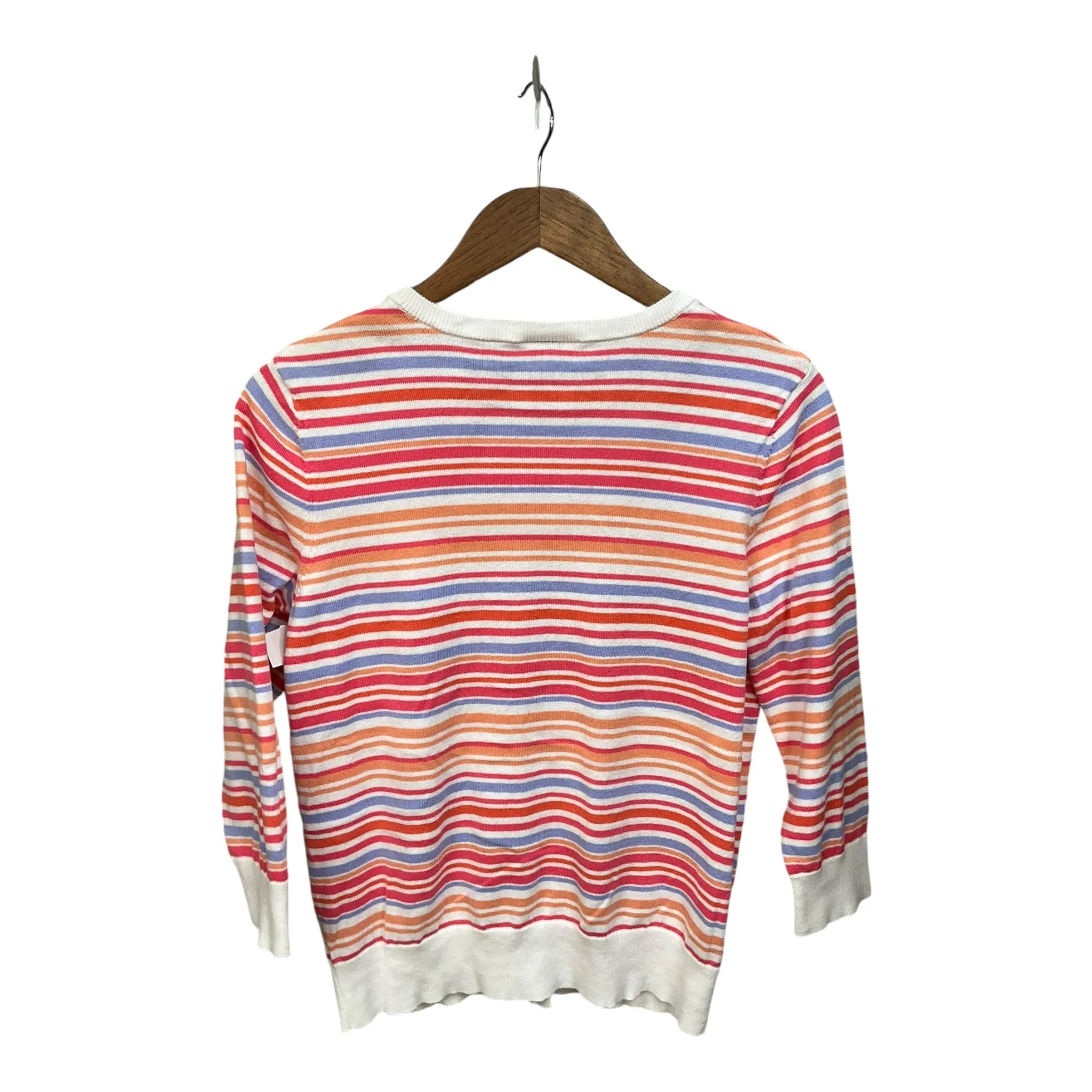 Cardigan By Loft In Striped Pattern, Size: L