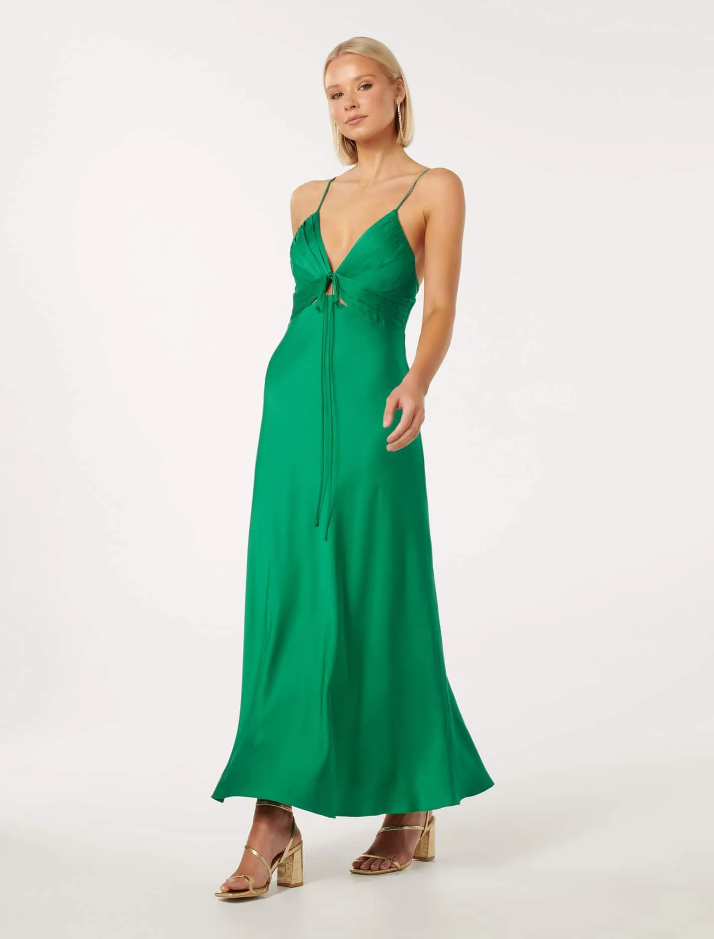 Cassia Satin Cutout Midi Dress