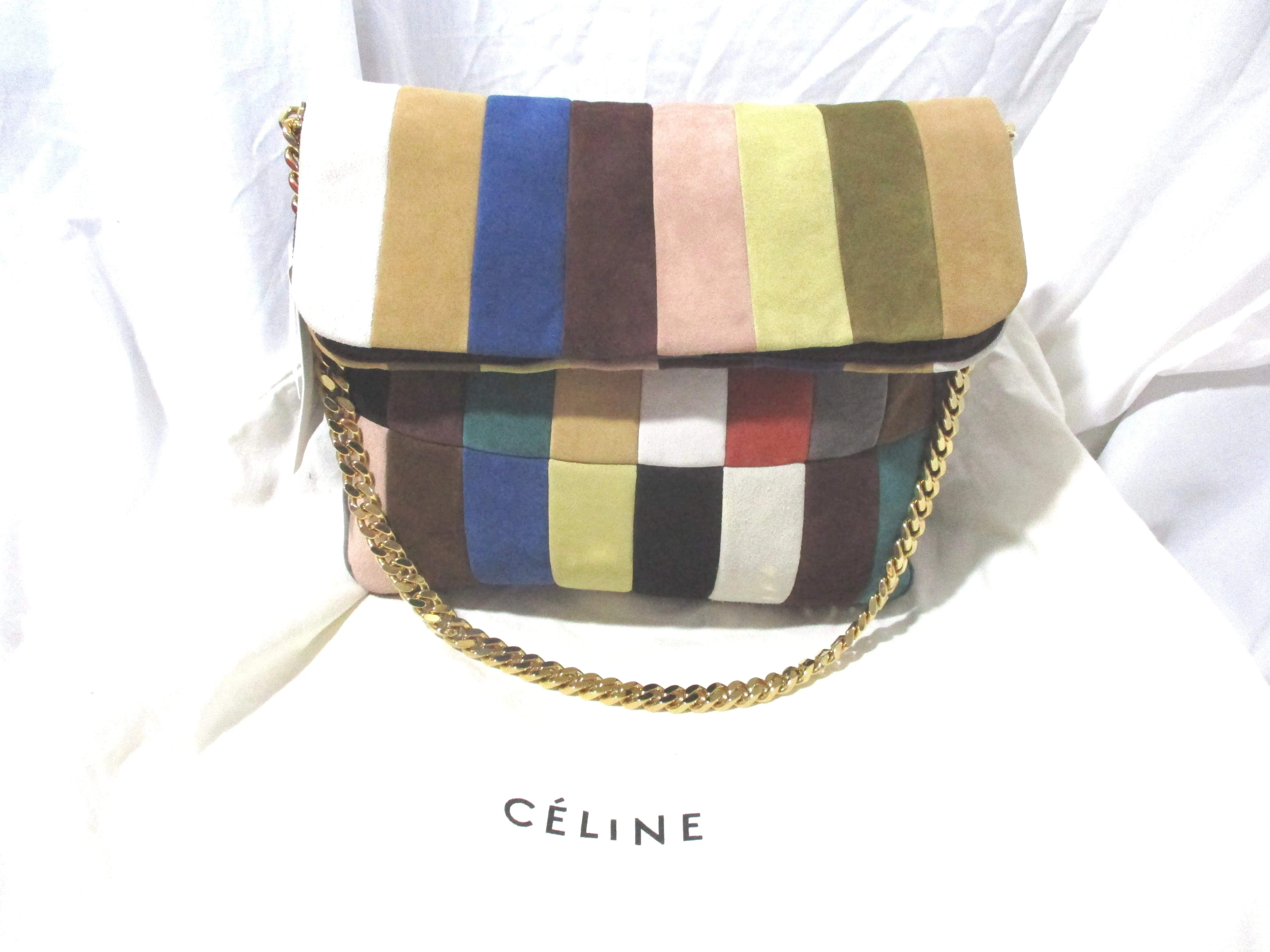 CELINE LARGE HOBO MULTICOLOR RAINBOW Bag Purse Patchwork NEW