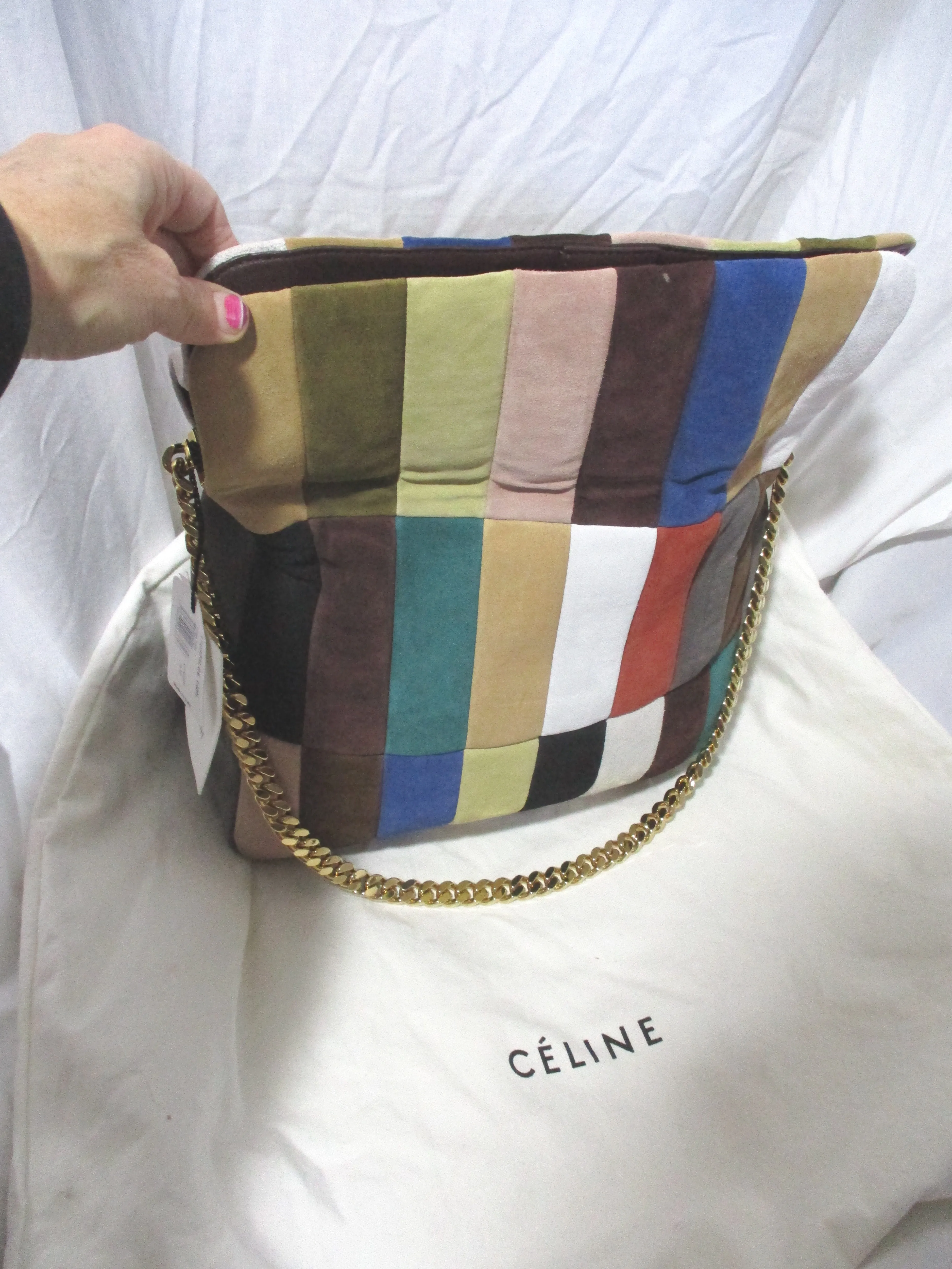 CELINE LARGE HOBO MULTICOLOR RAINBOW Bag Purse Patchwork NEW