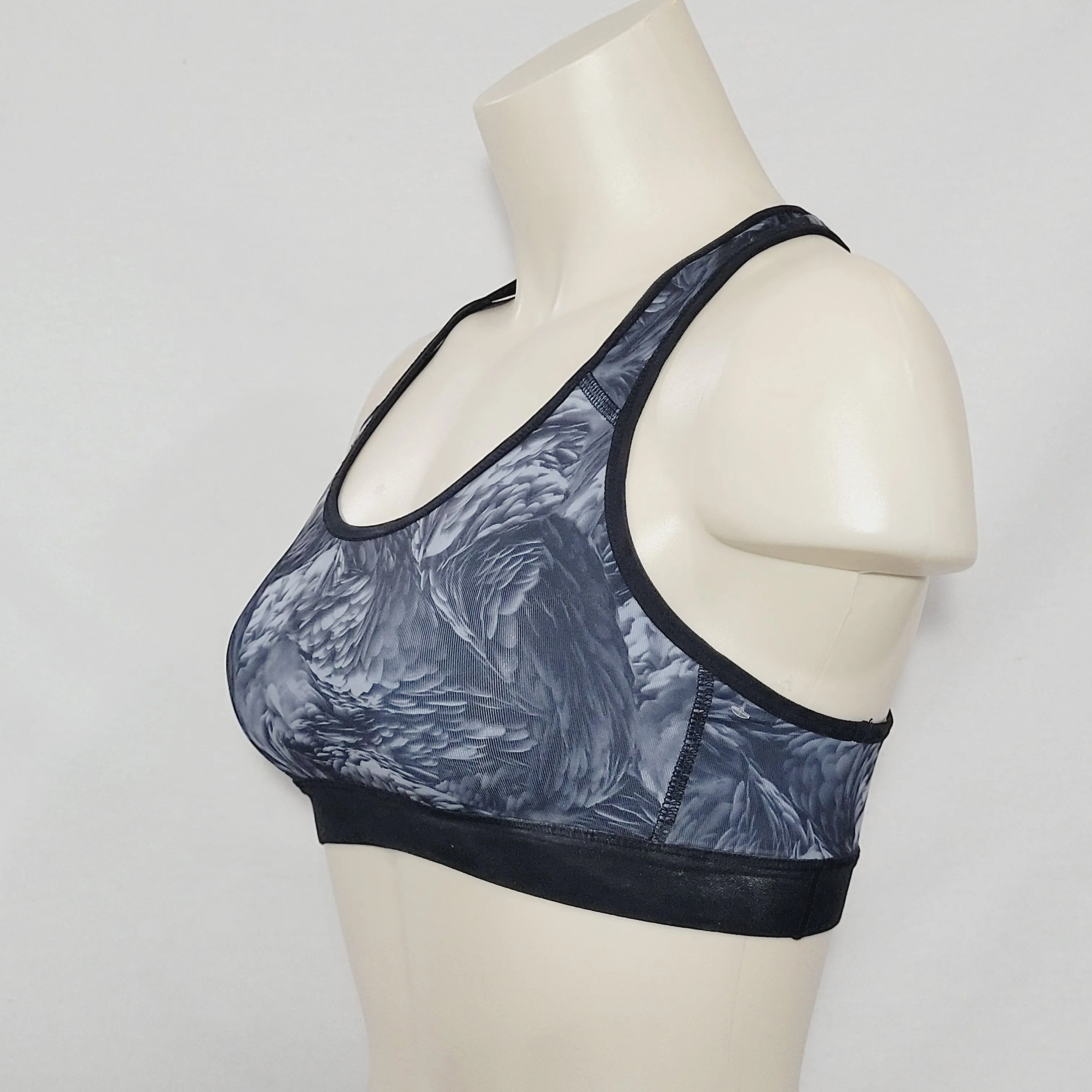 Champion C9 N9649 Power Core Wire Free Sports Bra XS X-SMALL Gray Feathers Swirl