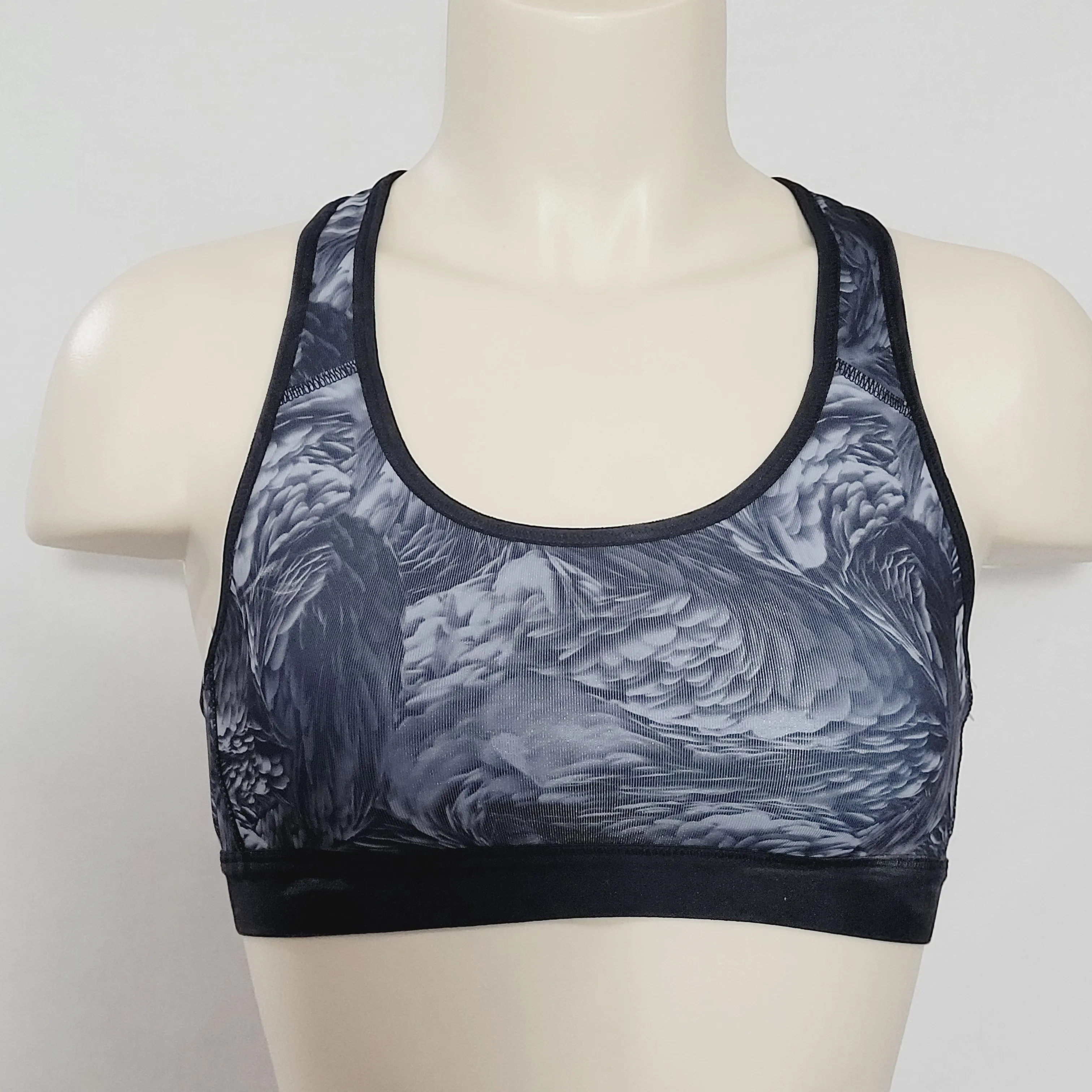 Champion C9 N9649 Power Core Wire Free Sports Bra XS X-SMALL Gray Feathers Swirl