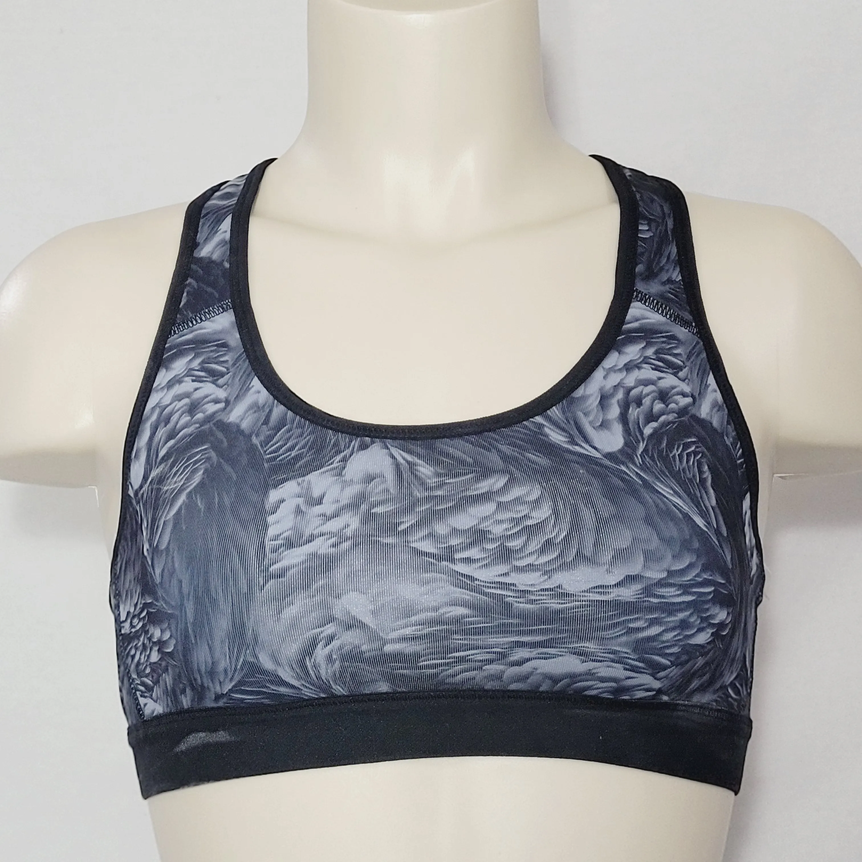 Champion C9 N9649 Power Core Wire Free Sports Bra XS X-SMALL Gray Feathers Swirl