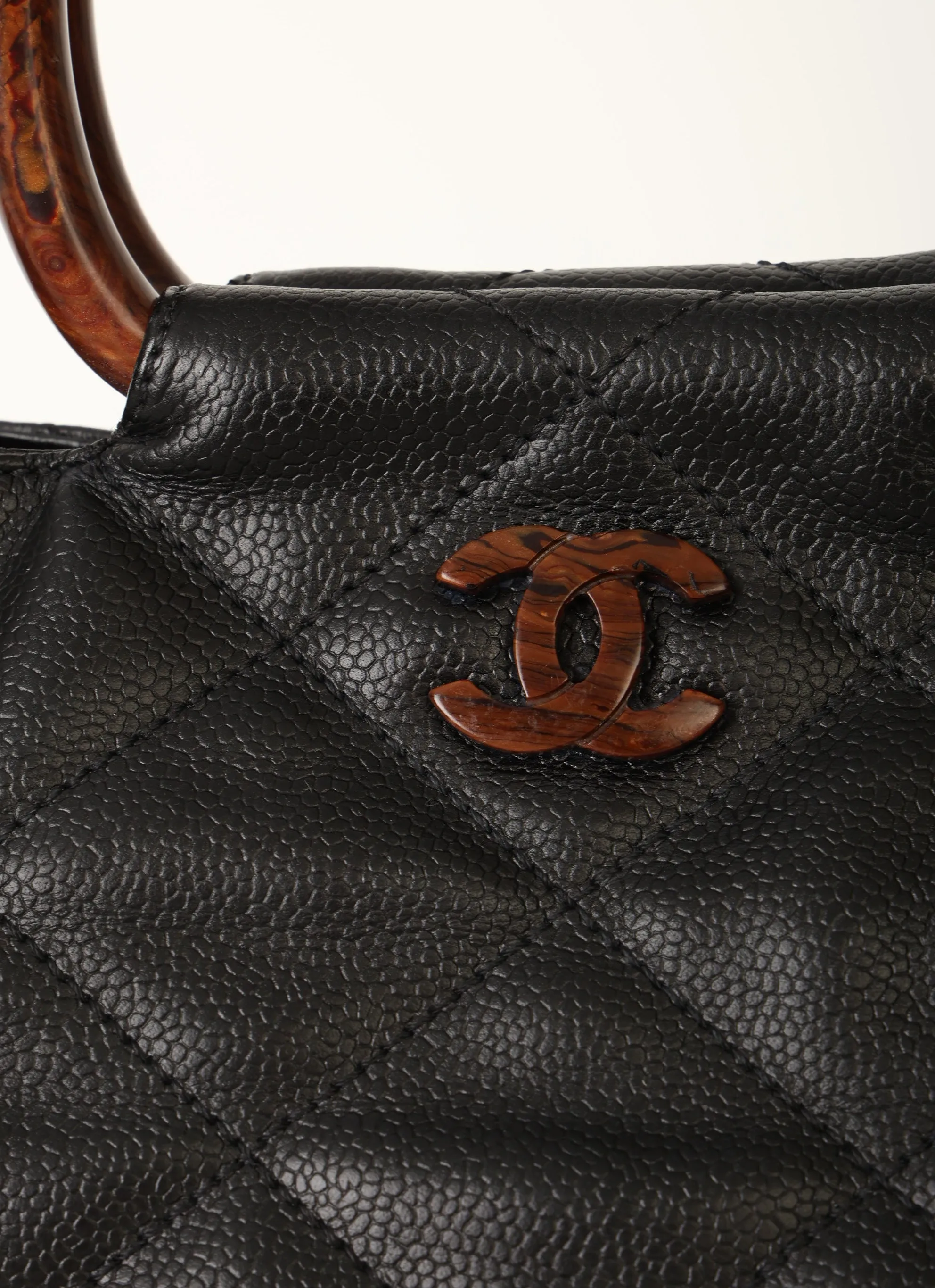 Chanel Caviar Acrylic Wood Top Handle Bag