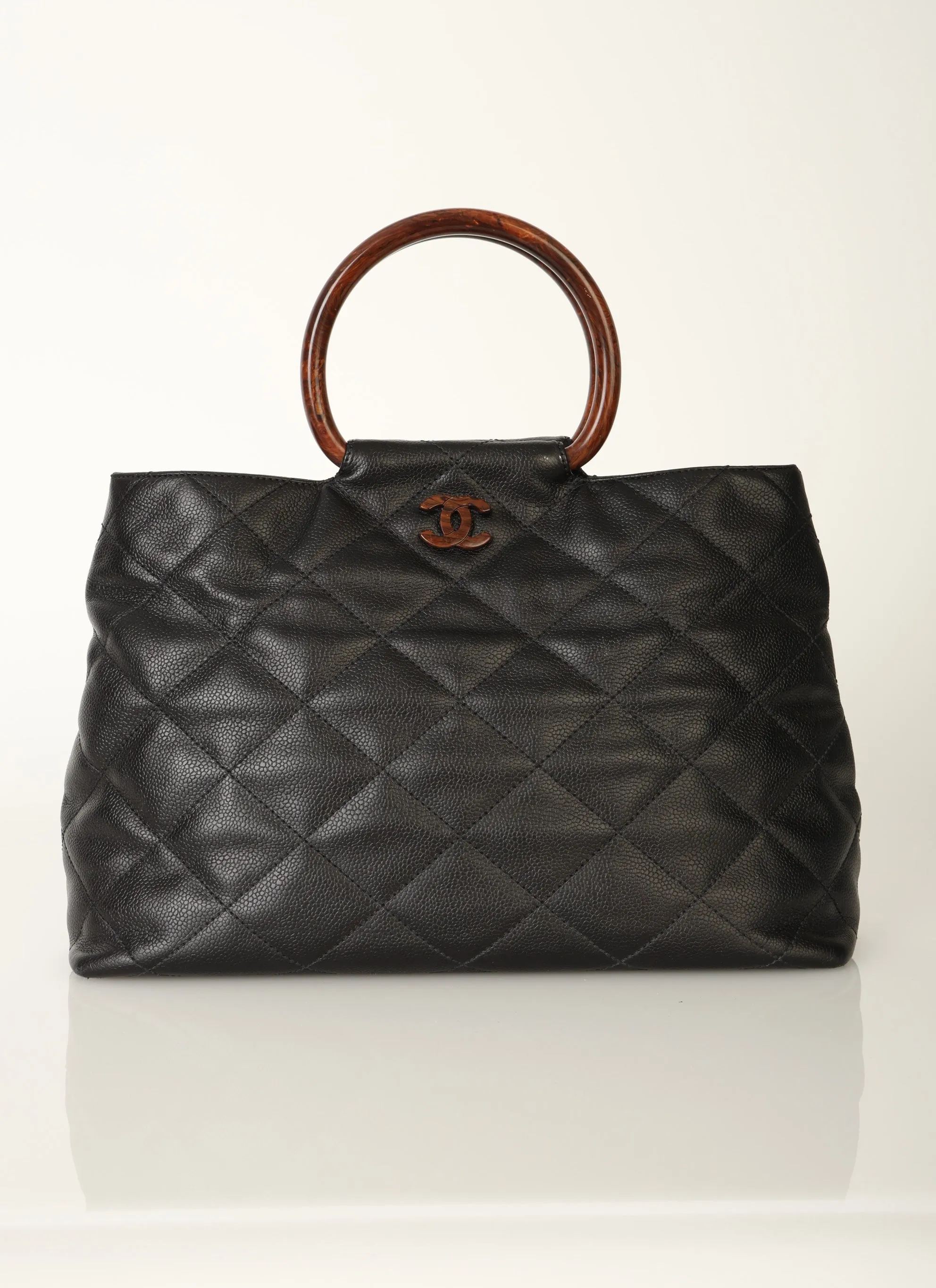 Chanel Caviar Acrylic Wood Top Handle Bag