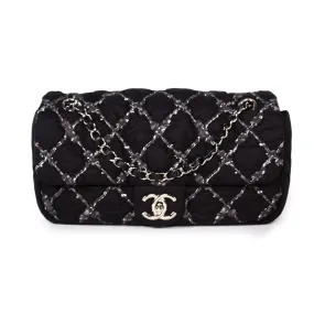 Chanel Nylon Tweed Stitch Bubble Flap