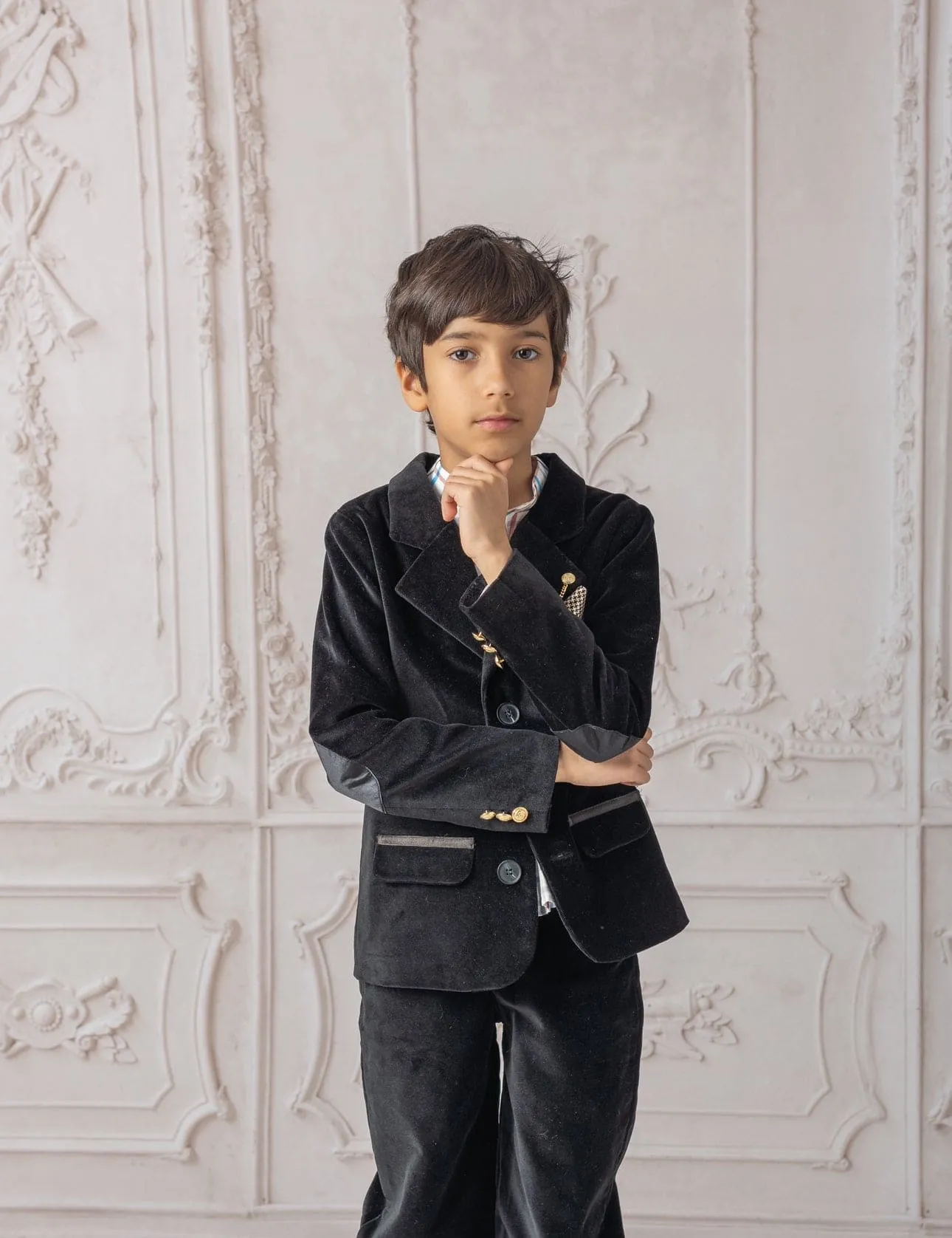 Charlie Black Velour Boy's Blazer